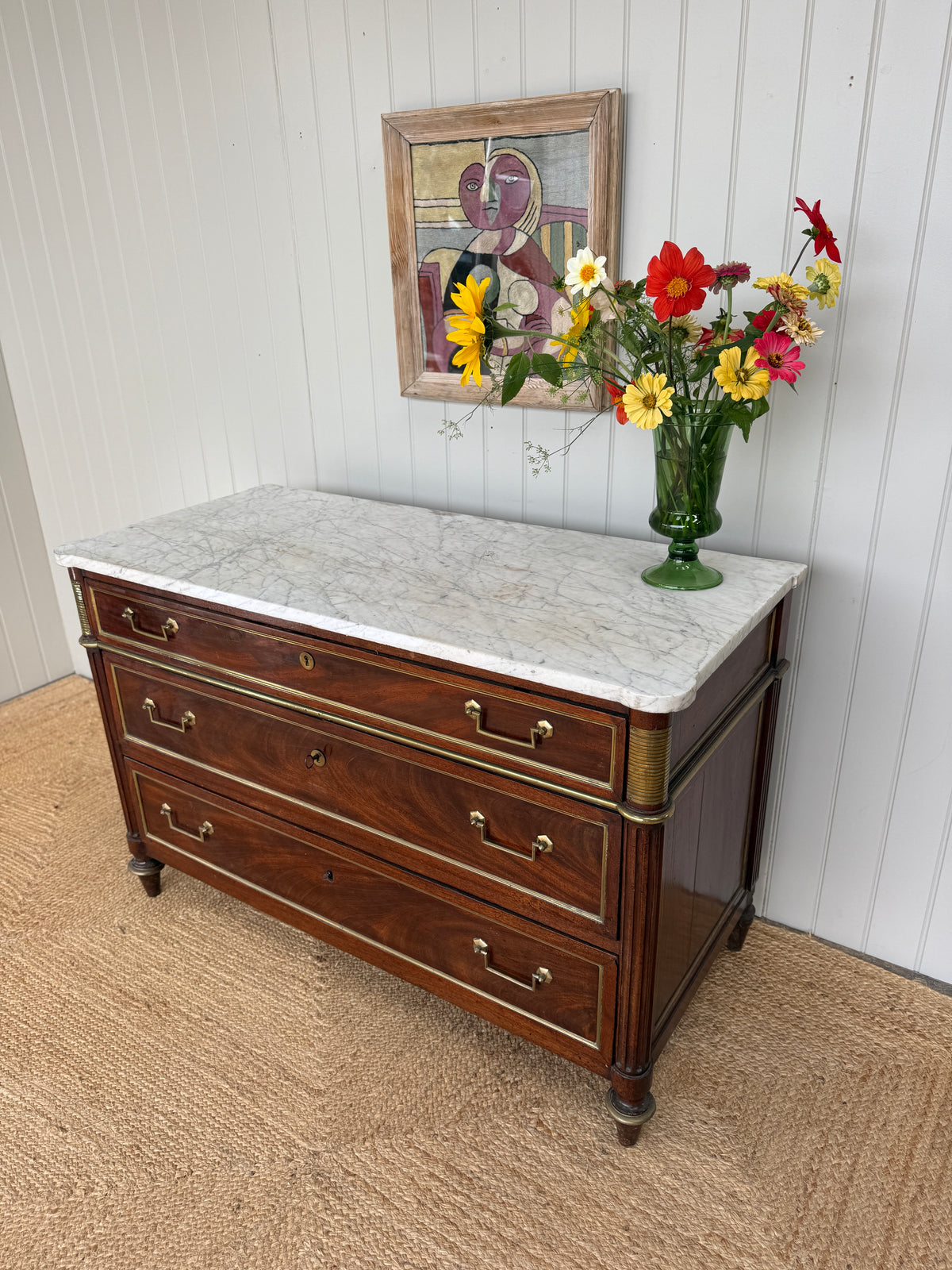 Louis XVI Commode with Carrara Marble Top