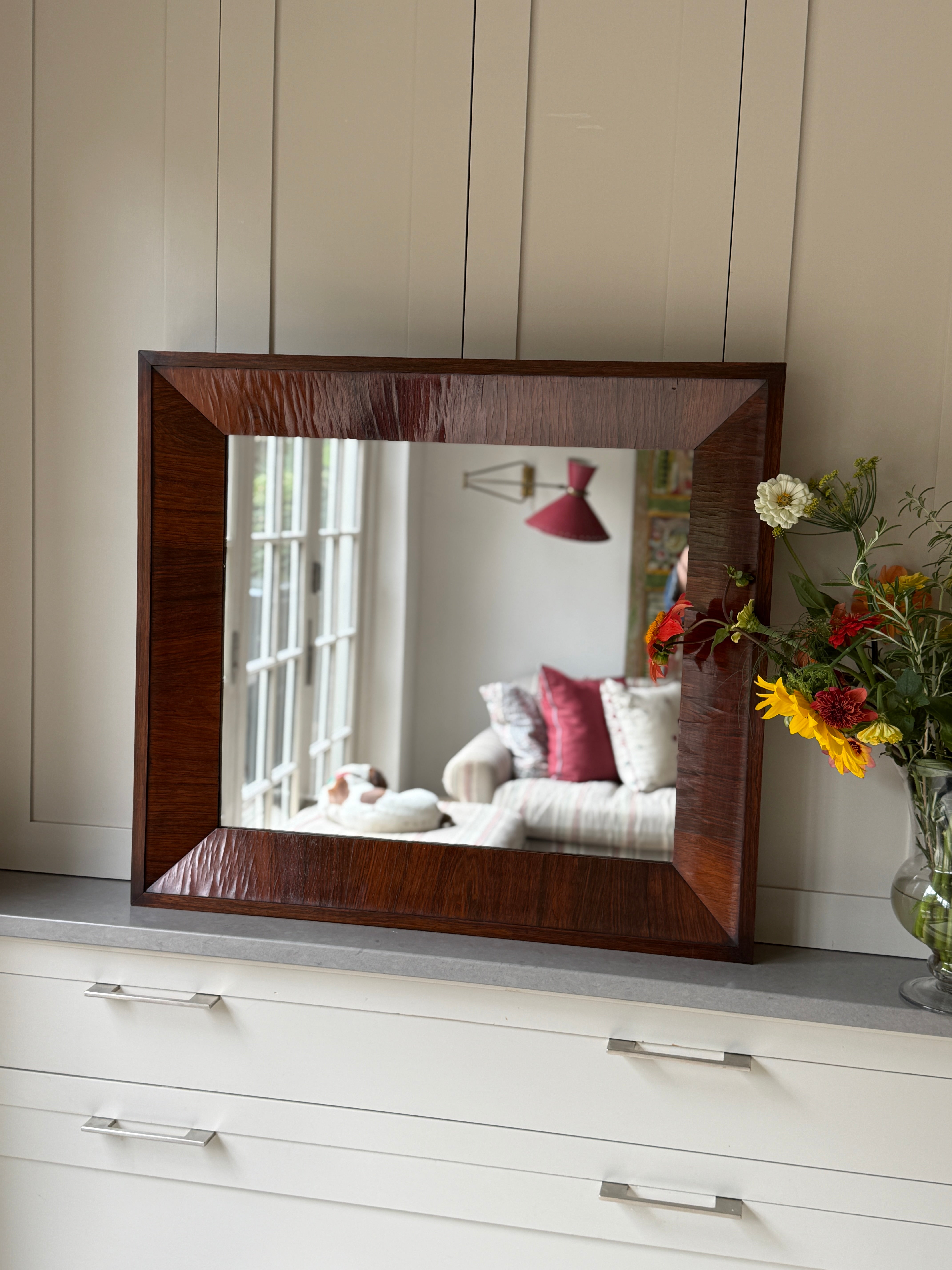 Art Deco Rosewood Mirror, Circa