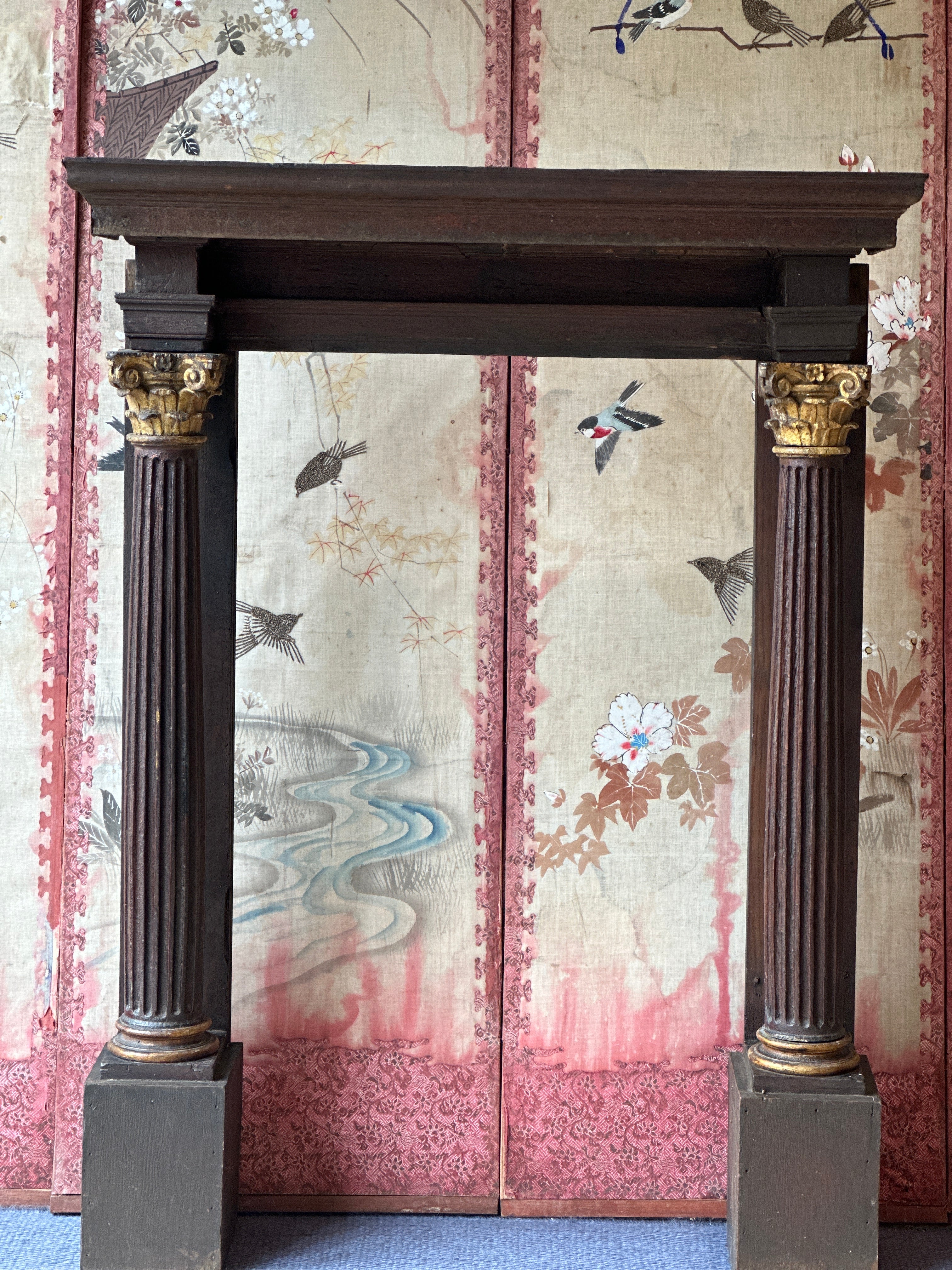 Small Antique Wooden Fire Surround with Corinthian Columns