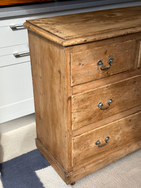 Charming Antique Pine Chest of Drawers on castors