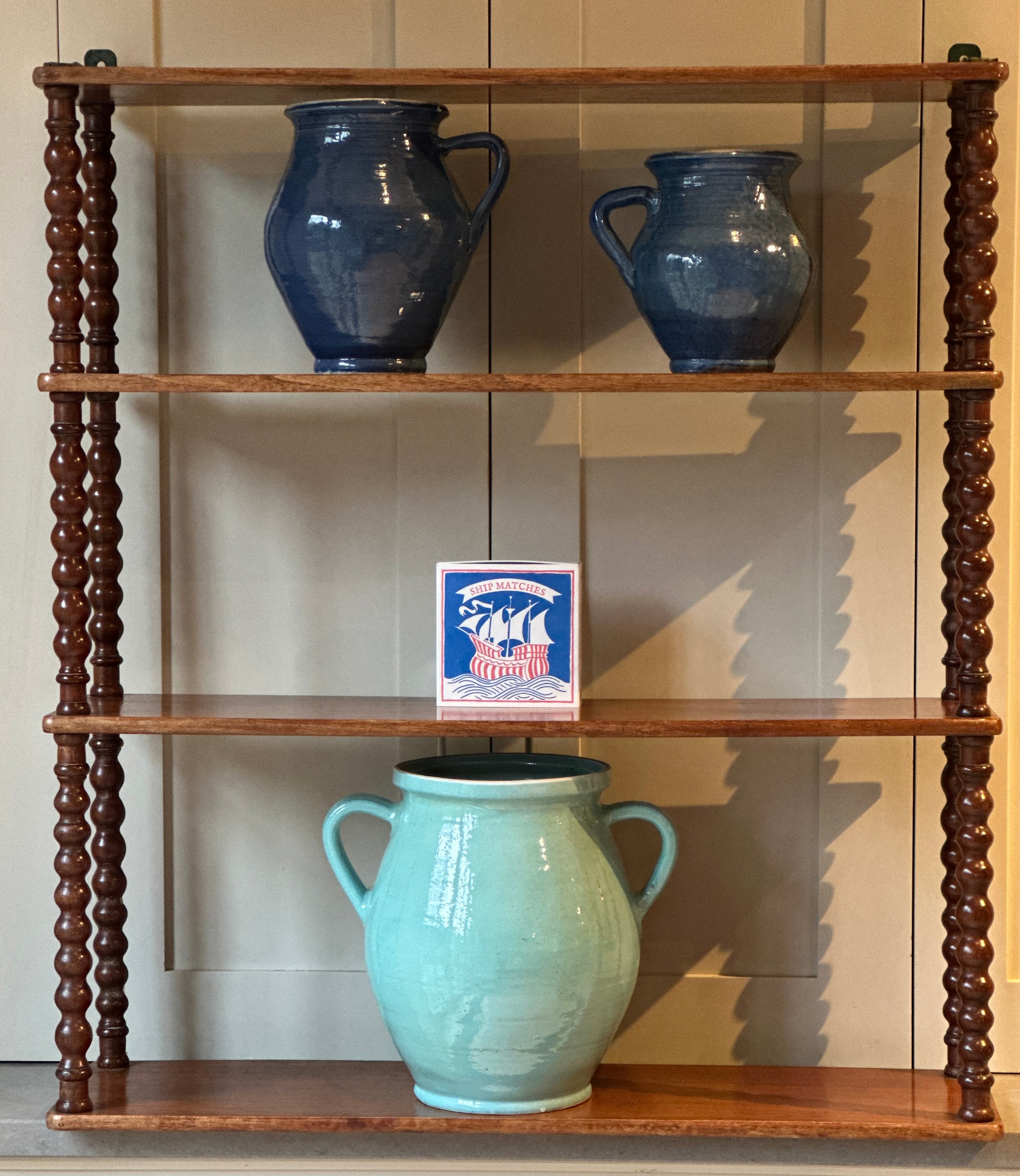 Large Mahogany Bobbin Wall Shelves