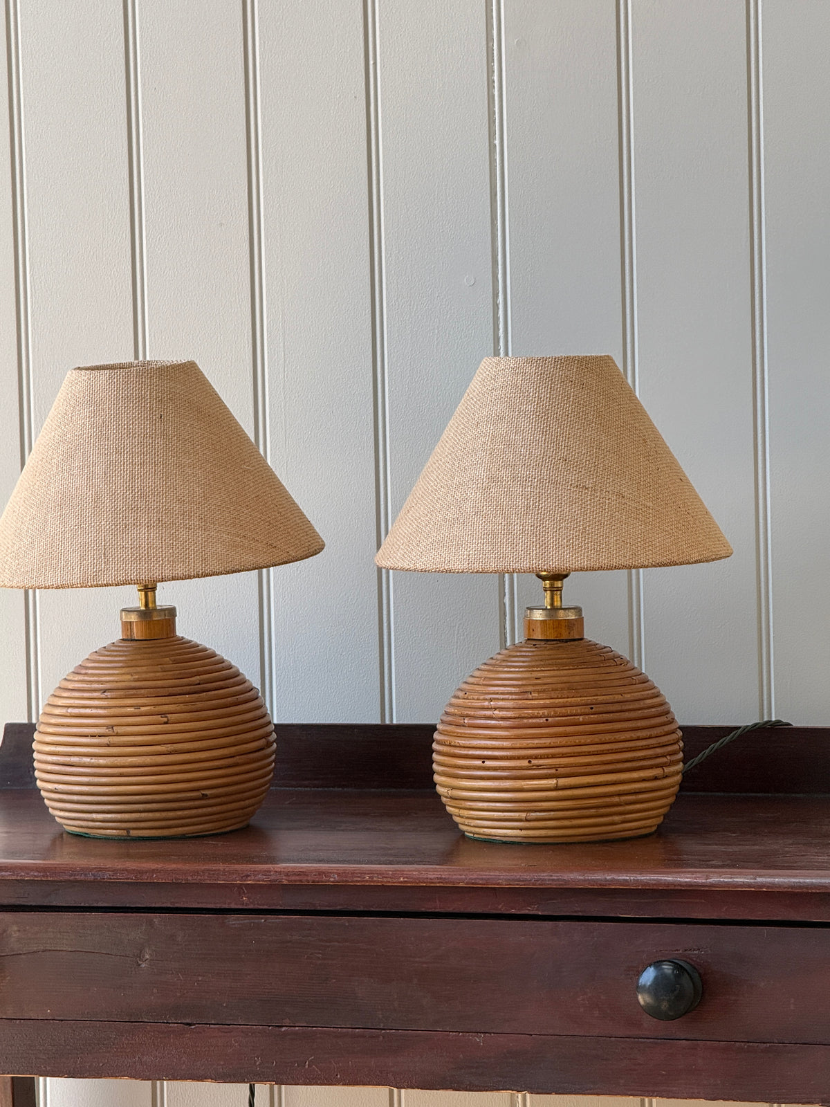Pair of Small Bamboo Table Lamps