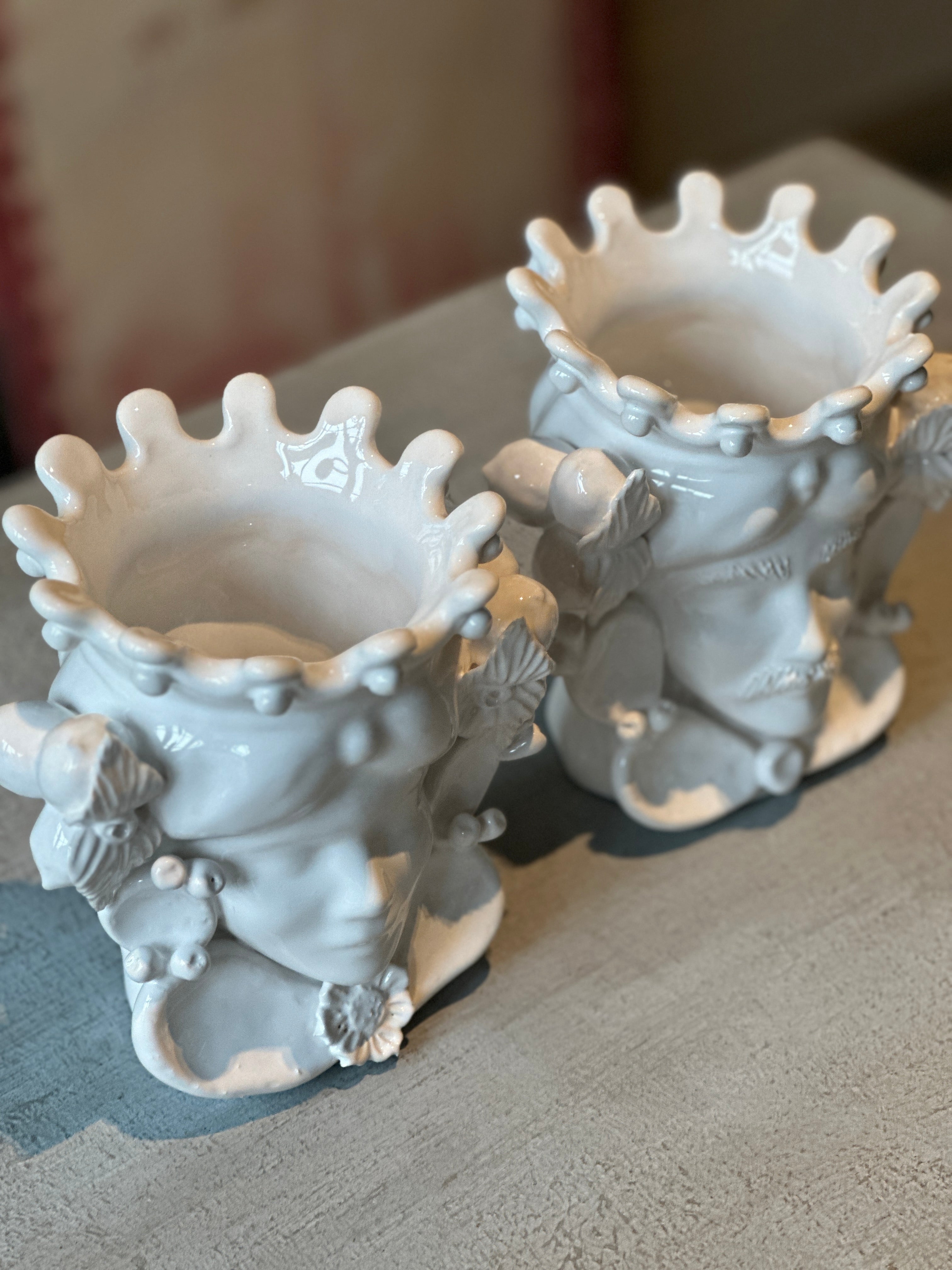 Pair of Small White Ceramic ‘Moor Heads’