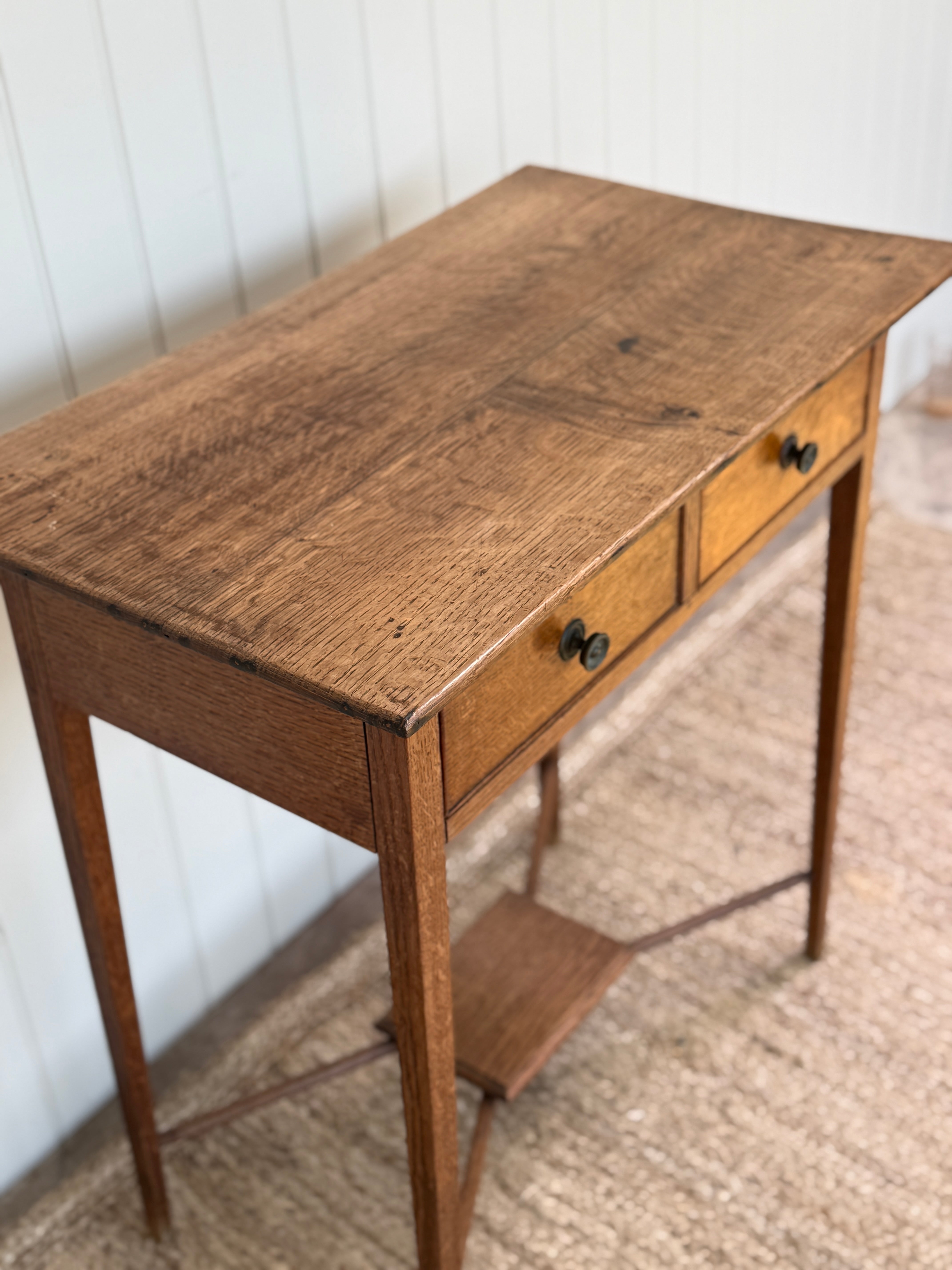 Antique Arts & Crafts Oak Two-Drawer Side Table, circa 1900