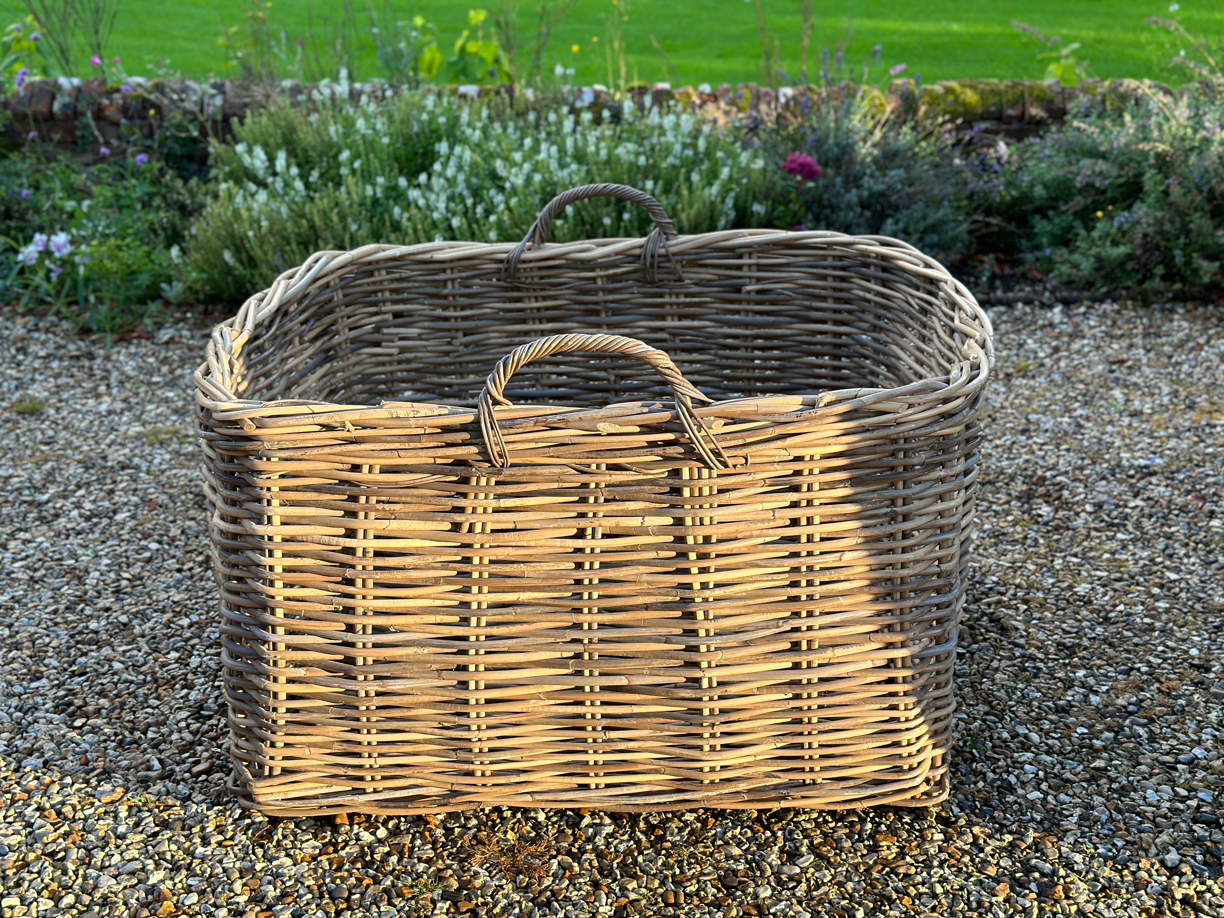 Extra Large Cane Log Basket with Handles