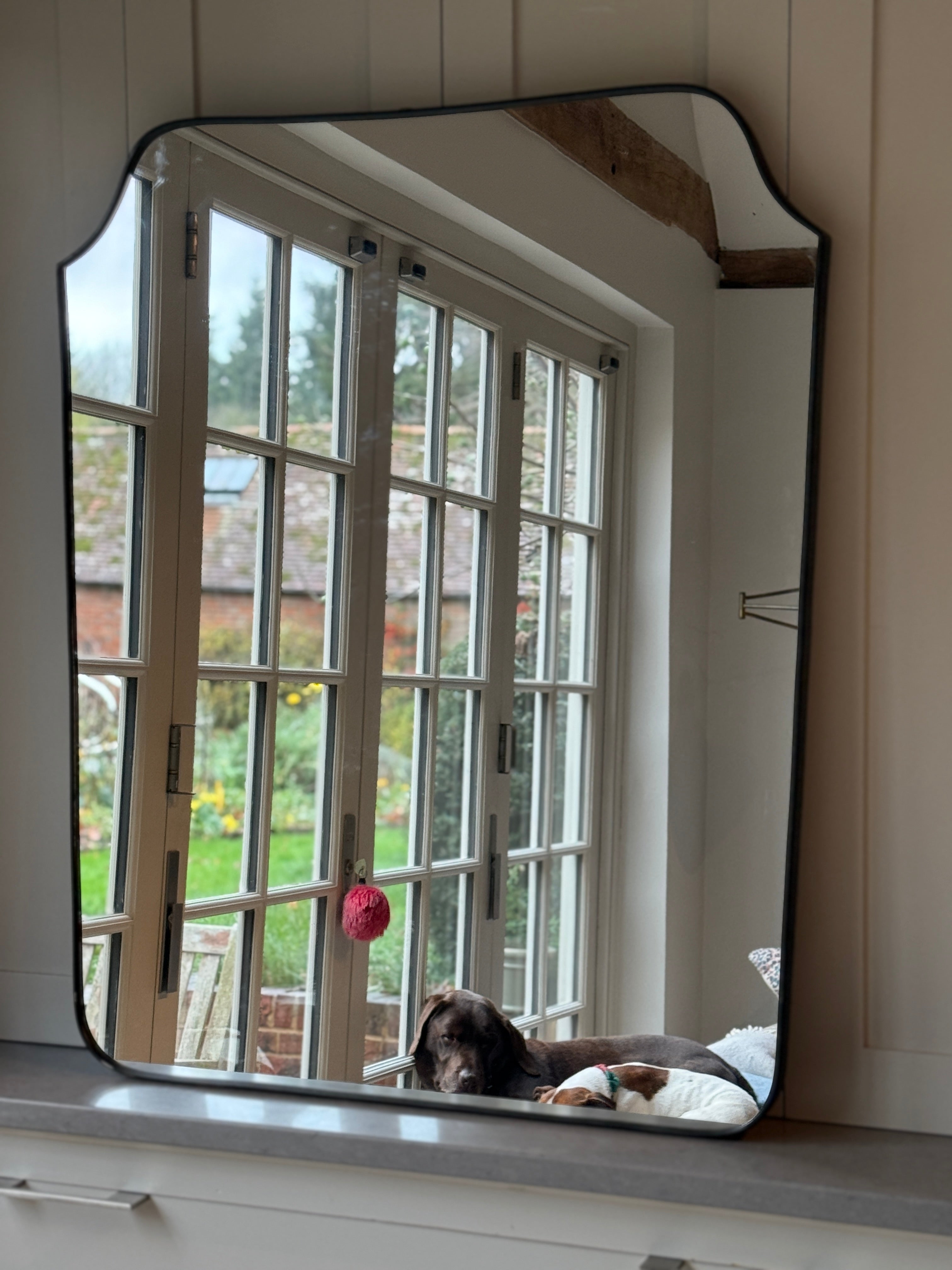 Large Italian Brass Shield Mirror