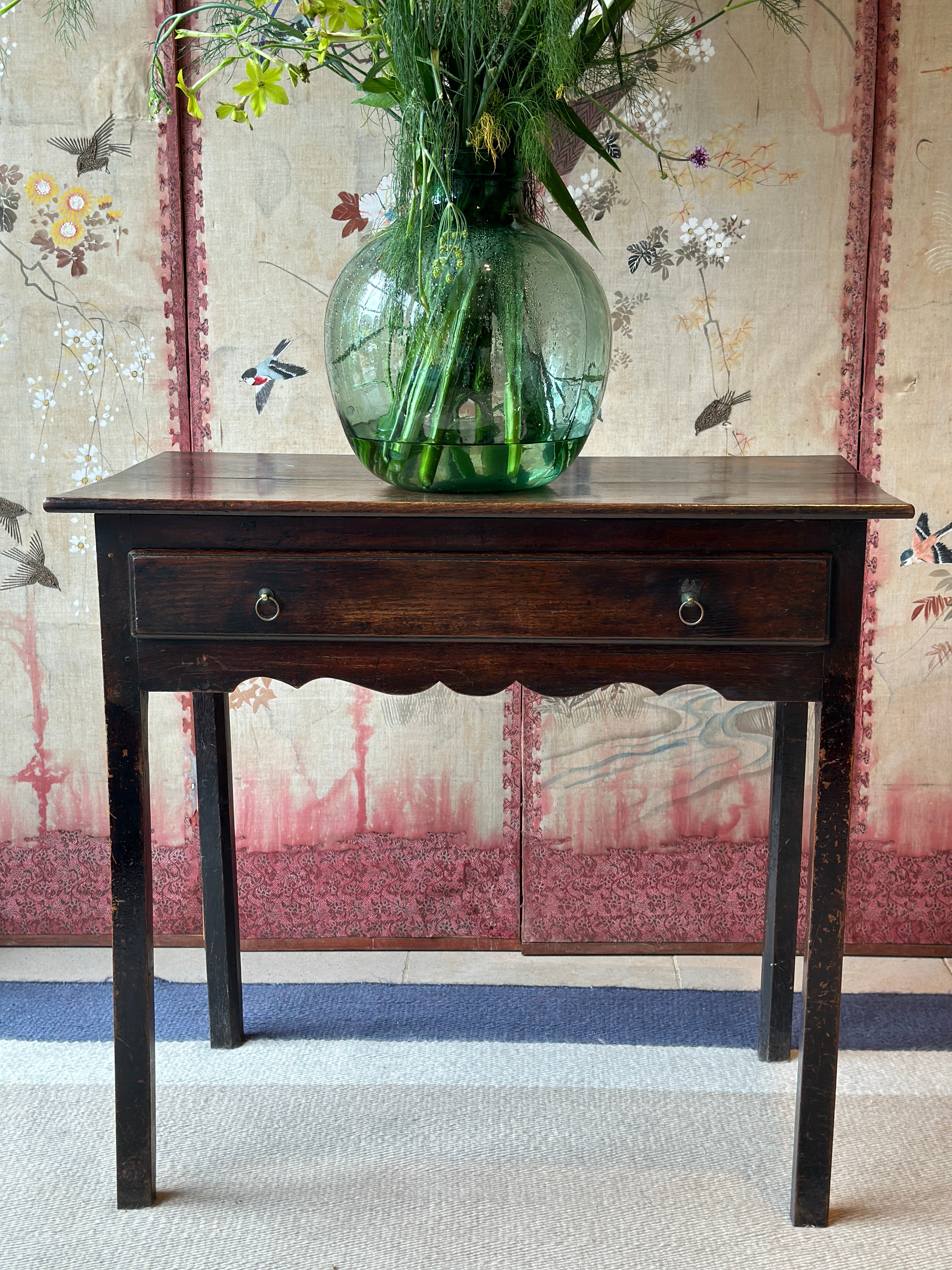 18th Century Oak and Elm Table with lovely carved apron