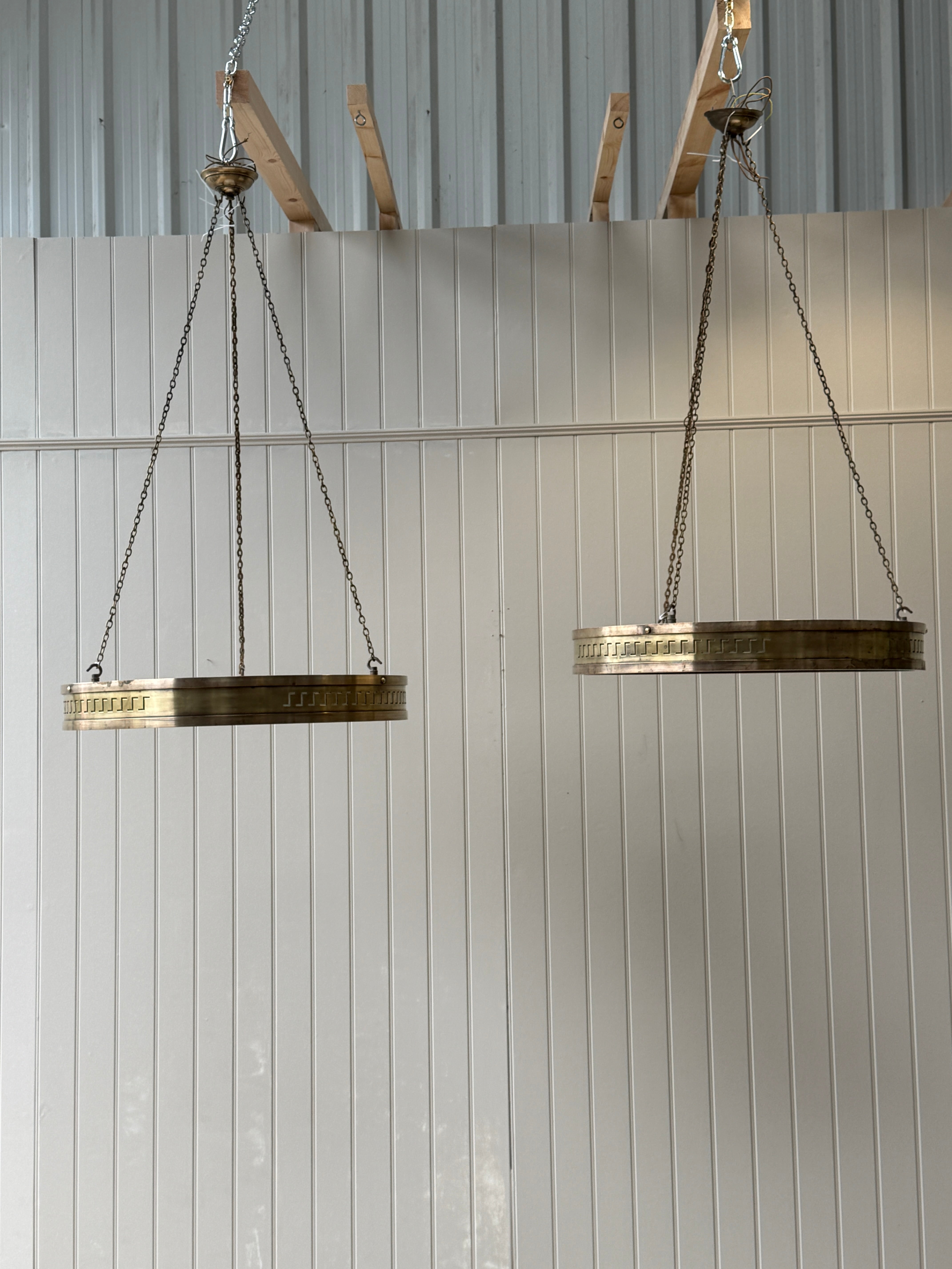 Pair of Brass Plafonniers from the Lewis Building in Liverpool