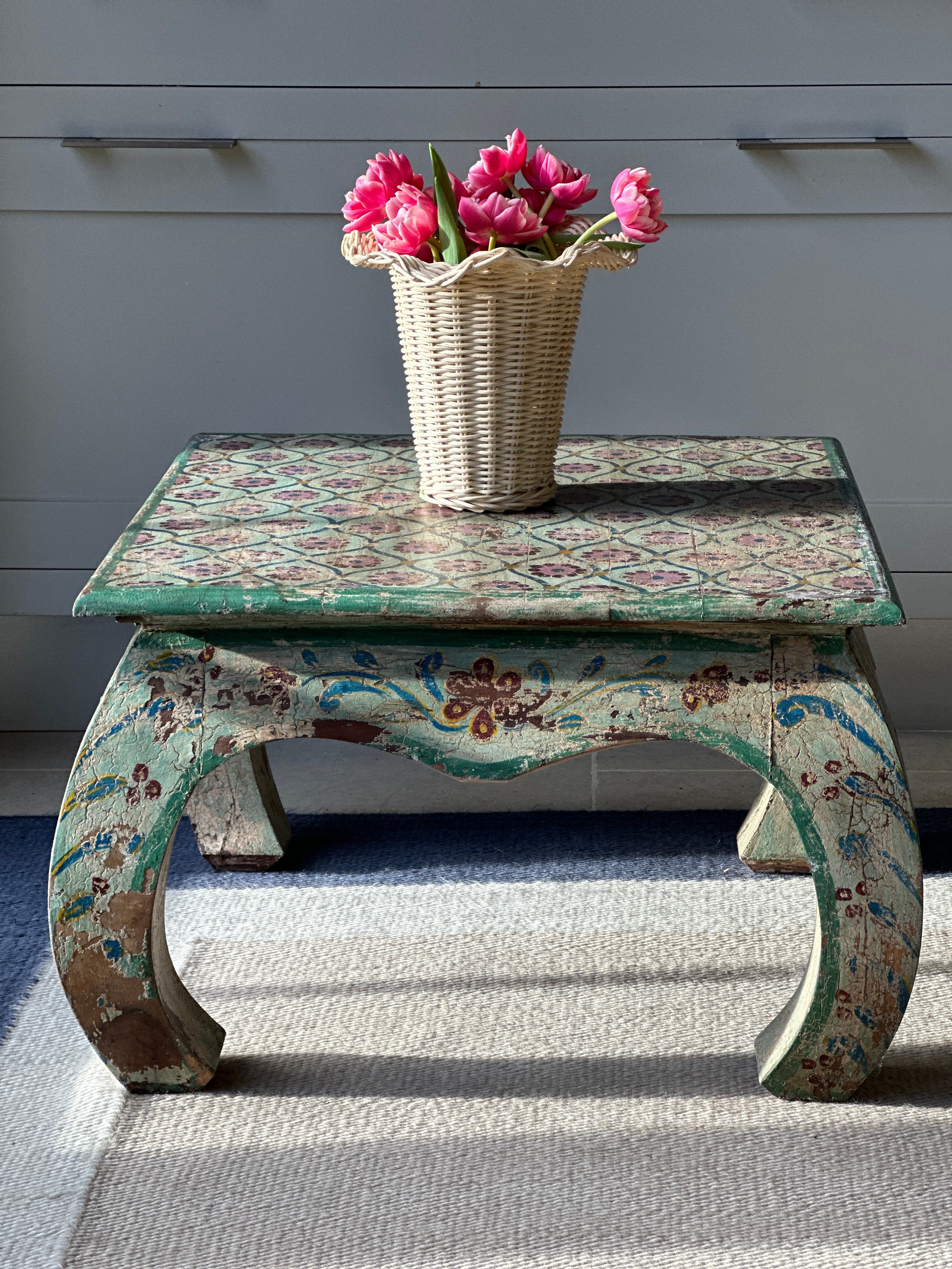 Charming vintage painted Indian hardwood table