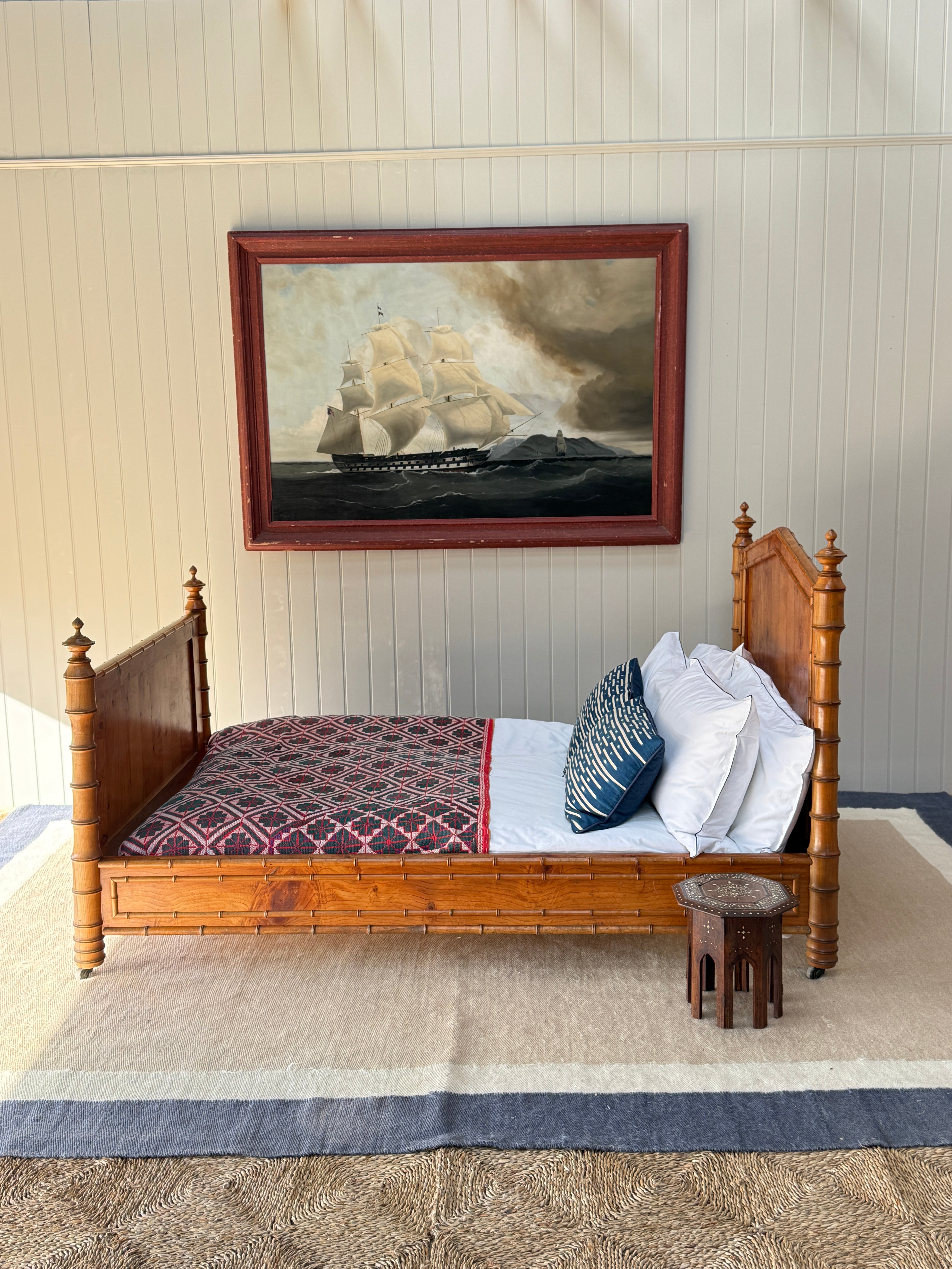 Large Single/ Small Double Faux Bamboo Bed