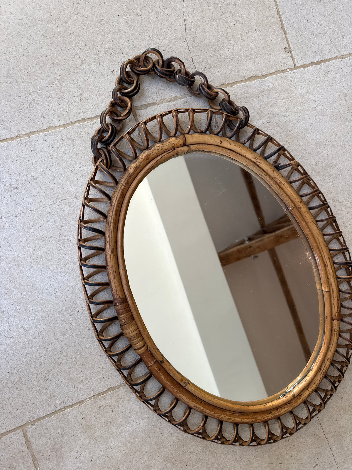 Italian Oval Squiggle with rattan chain