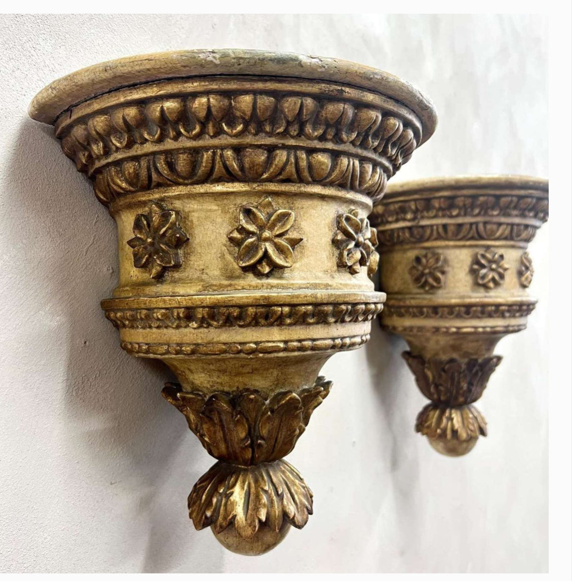 Pair of Gilt Carved Wood Wall Brackets