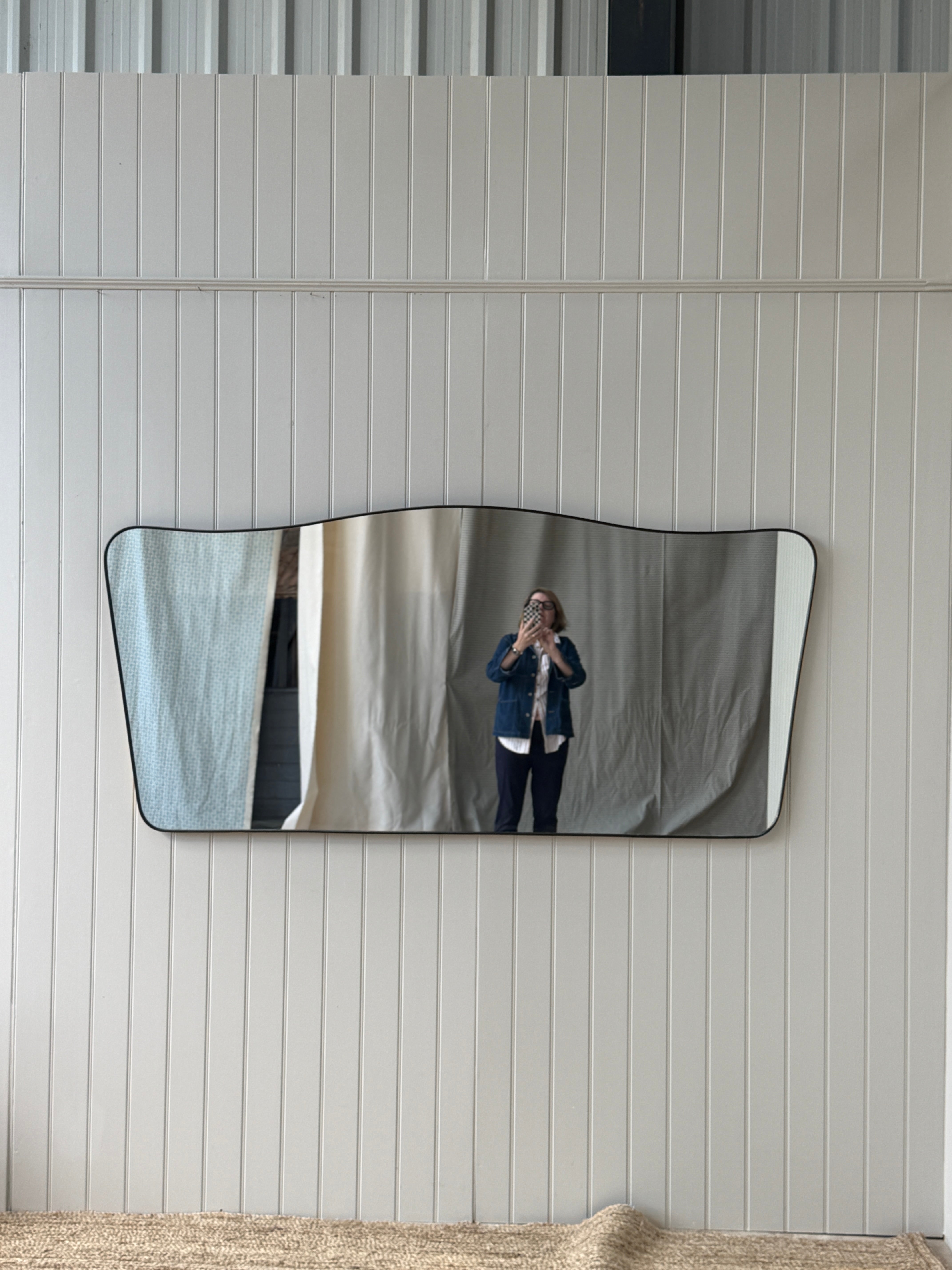 Large Landscape Brass Shield Mirror