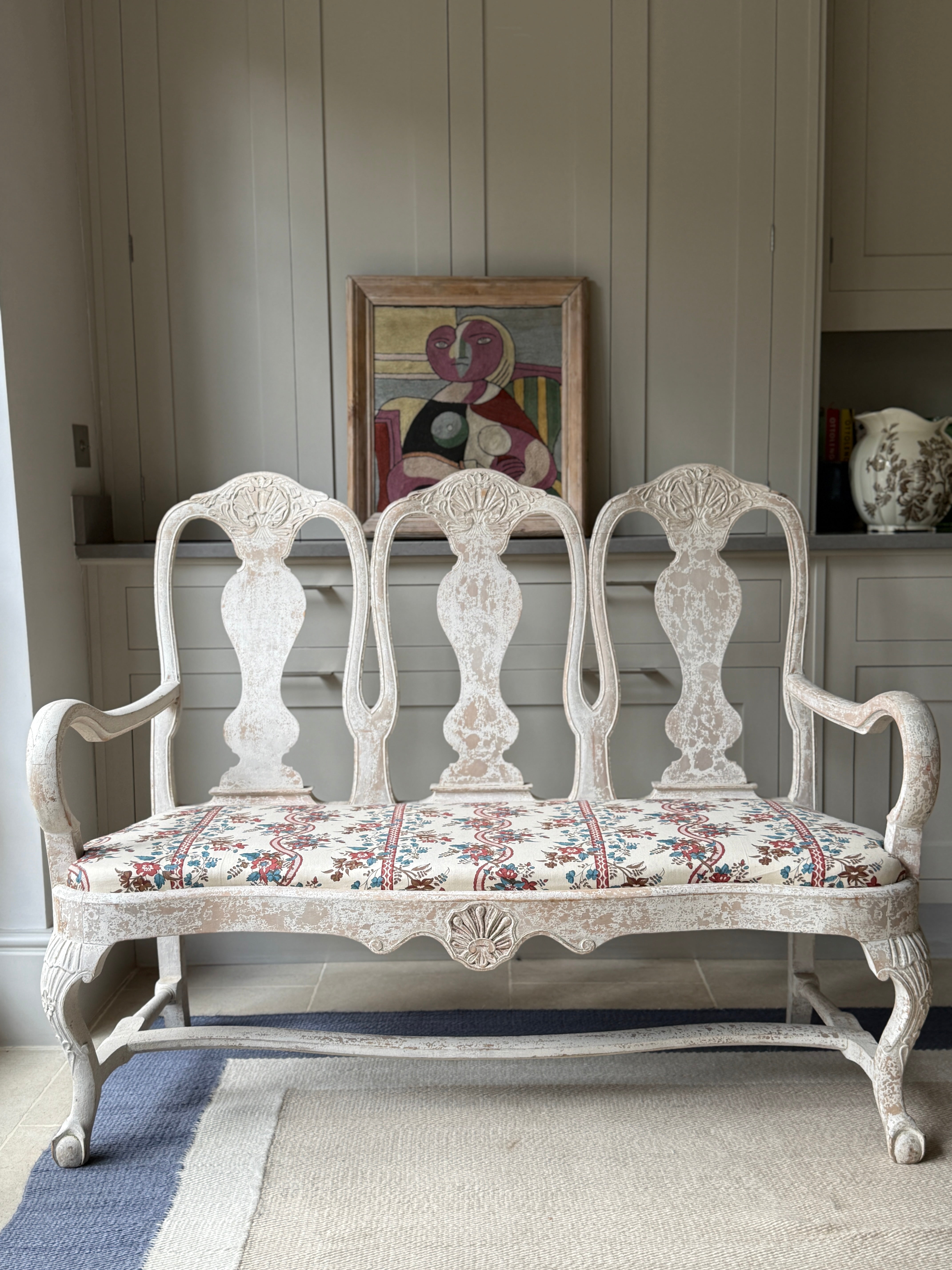 Late 19th Century Swedish Chaise with Compagnie D’Inde fabric