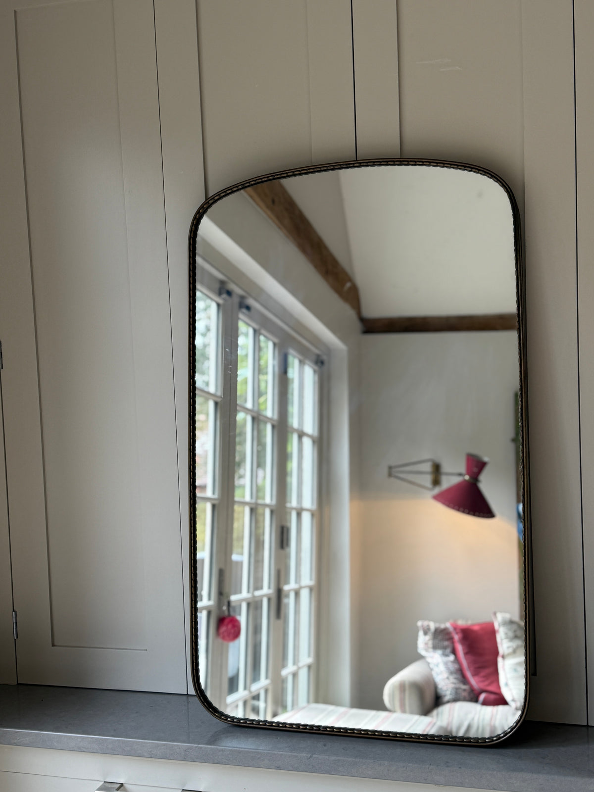 Italy Brass Shield Mirror with Rope Edge Border (90cm by 54cm)