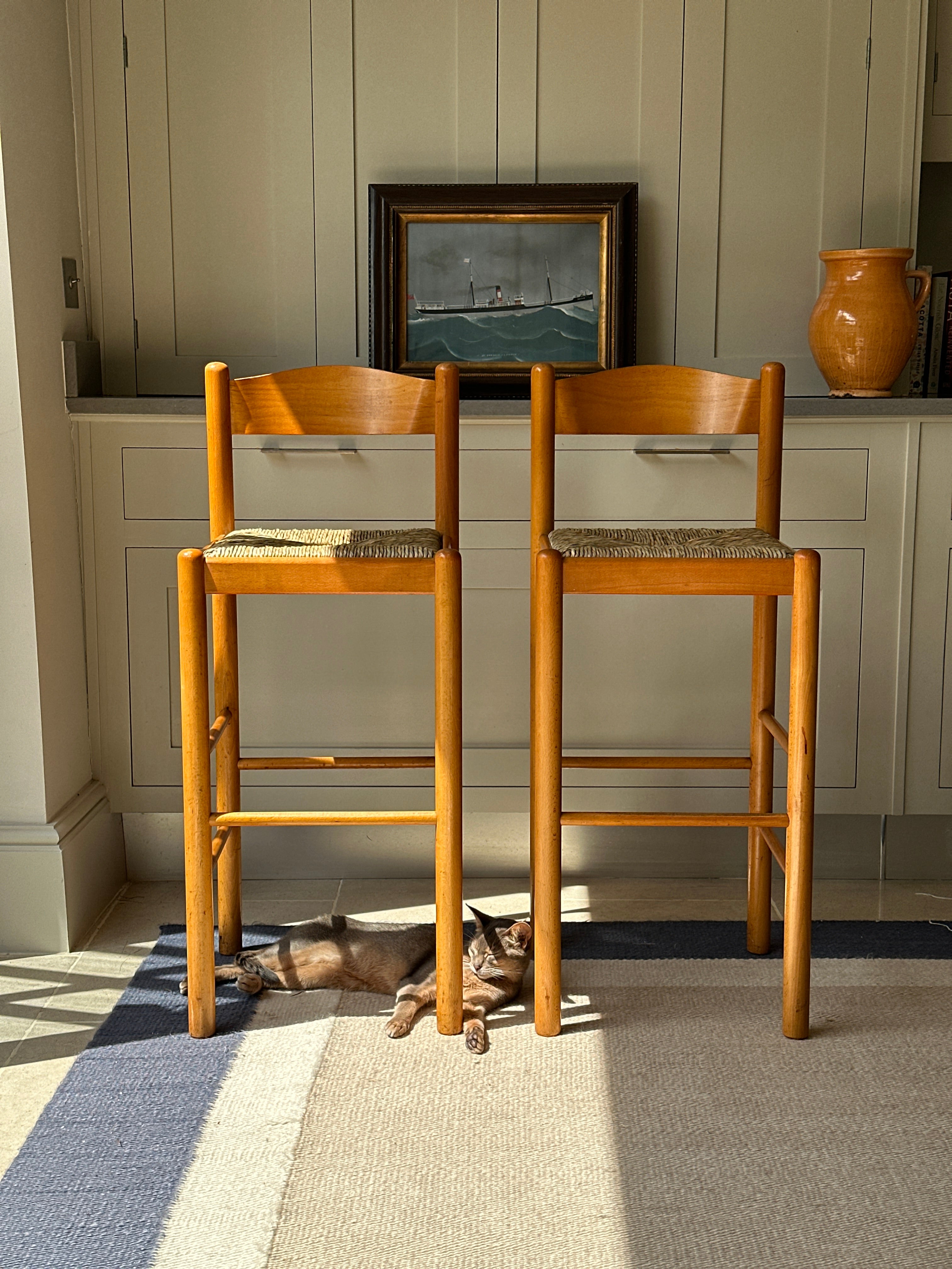 Pair of Natural Beech bar stools