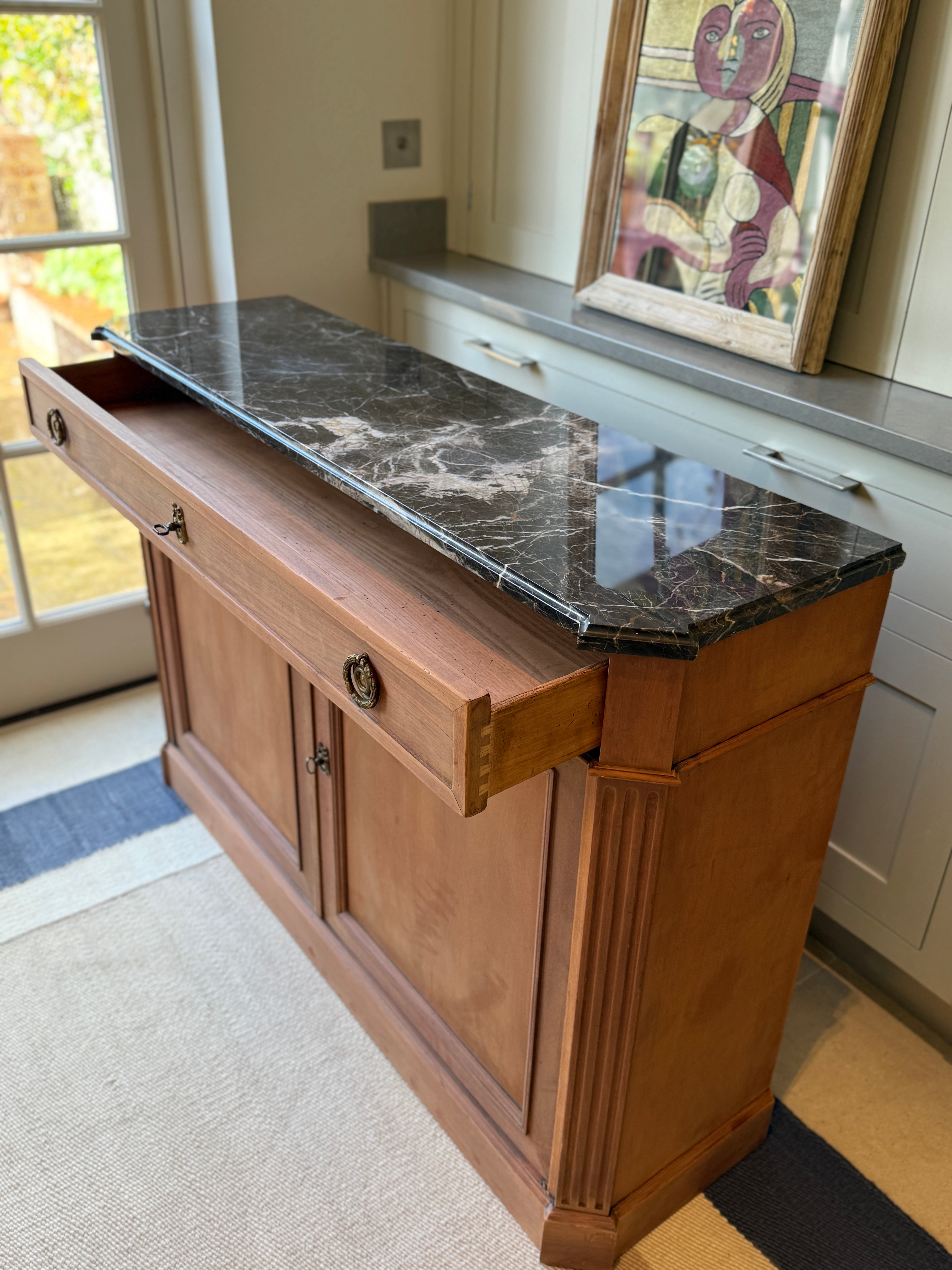 Slim French Marble Topped Side Board