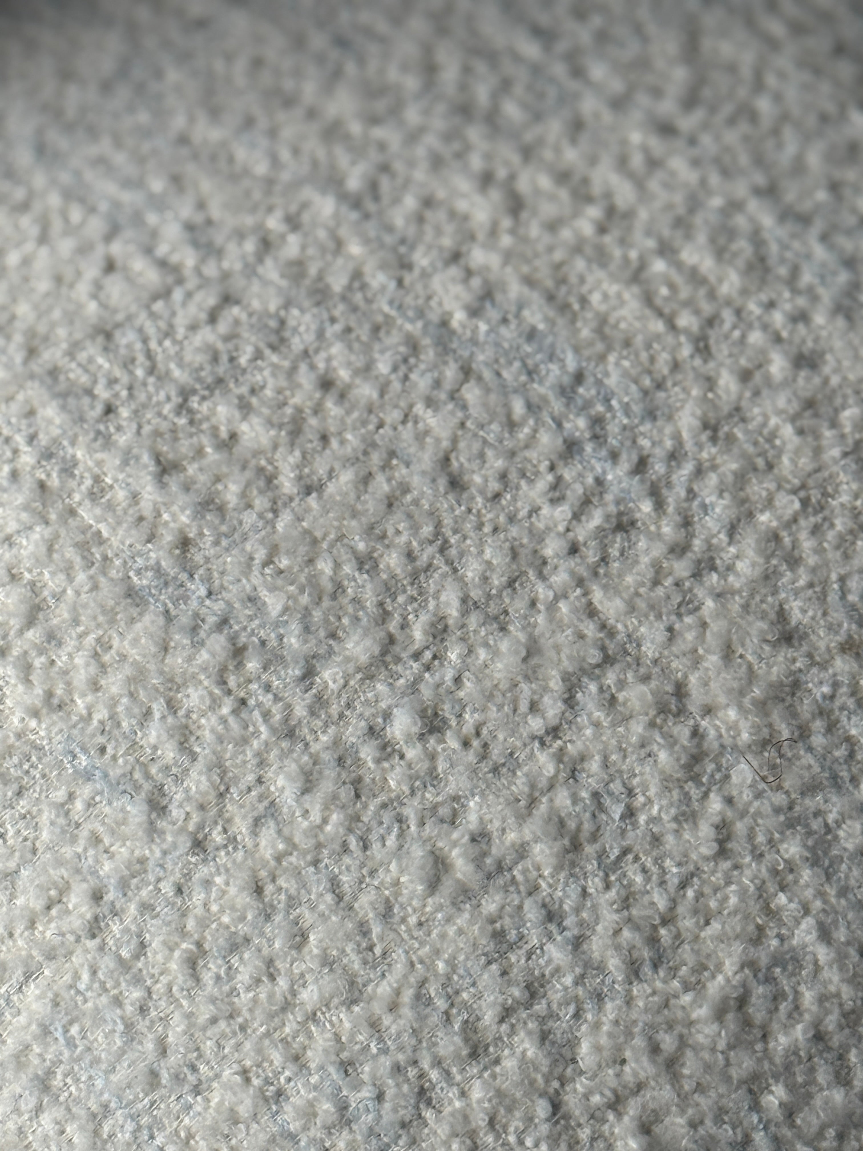 French 19th Century Slipper Chair in white boucle wool with hints of blue