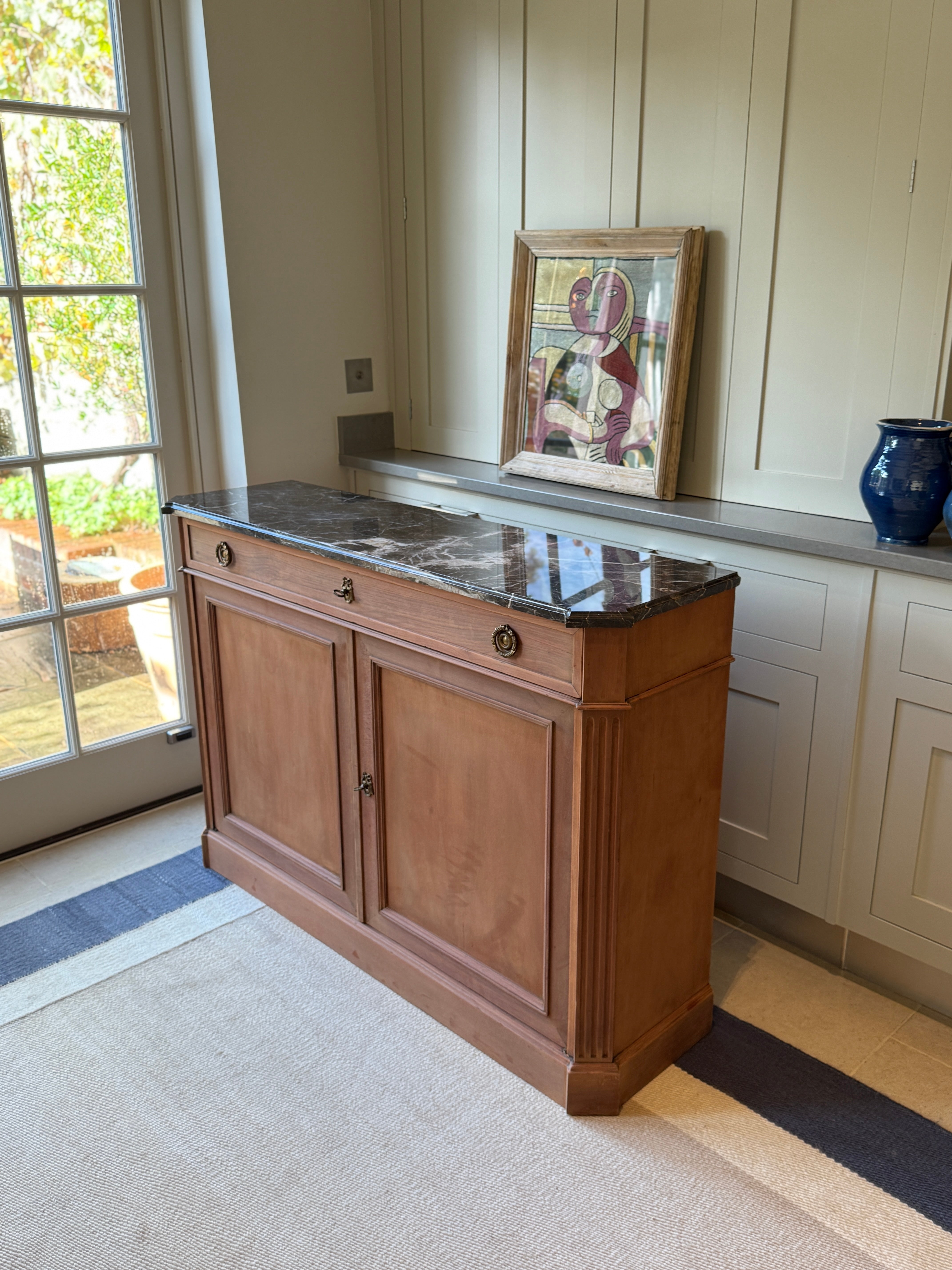 Slim French Marble Topped Side Board