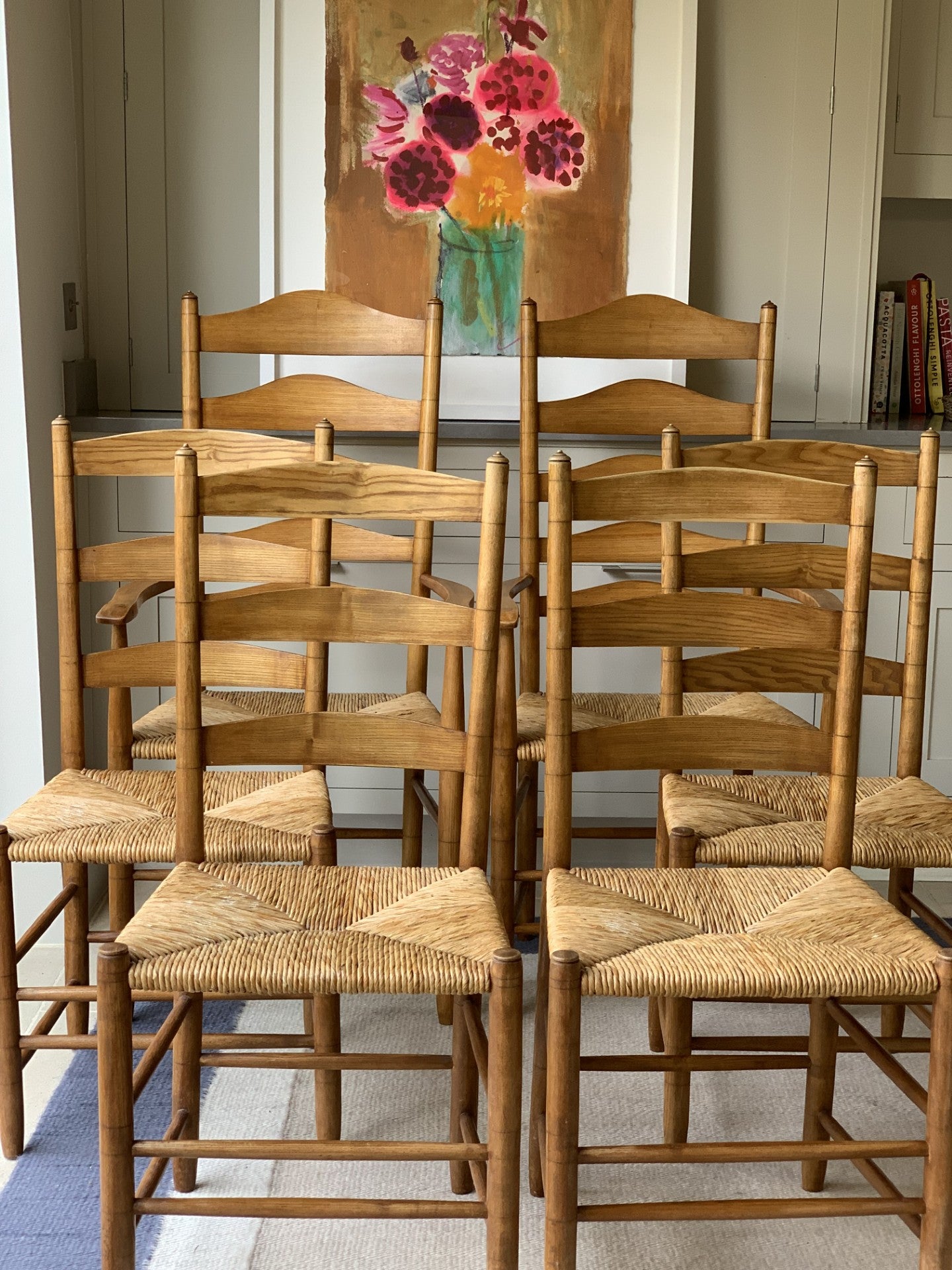 An Amazing Set of 6 Ernest Gimson Cotswold School Ladder Back Chairs