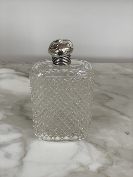 Crystal Flask with Silver Top