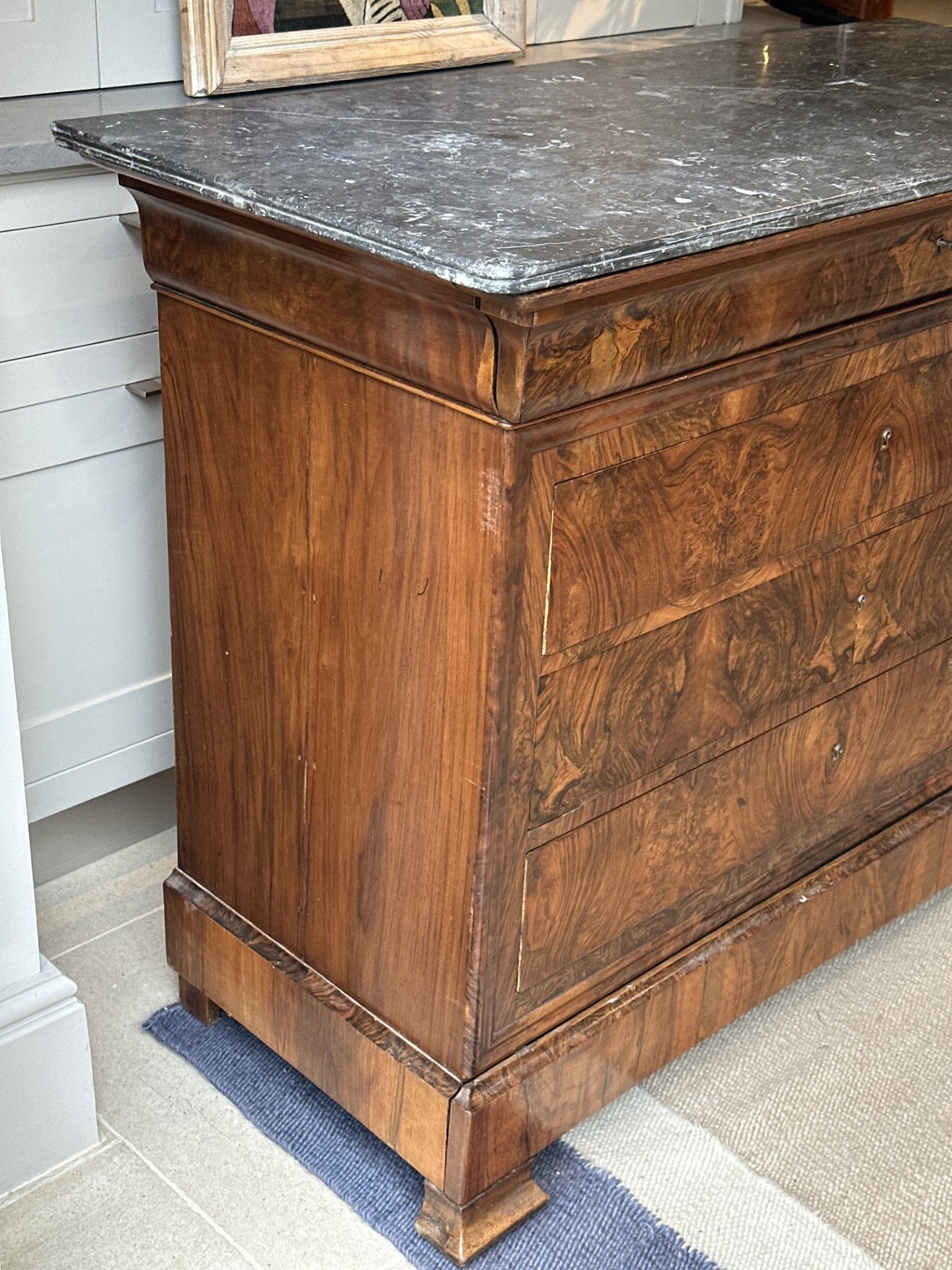 Louis Philippe Marble Commode in Dark Walnut