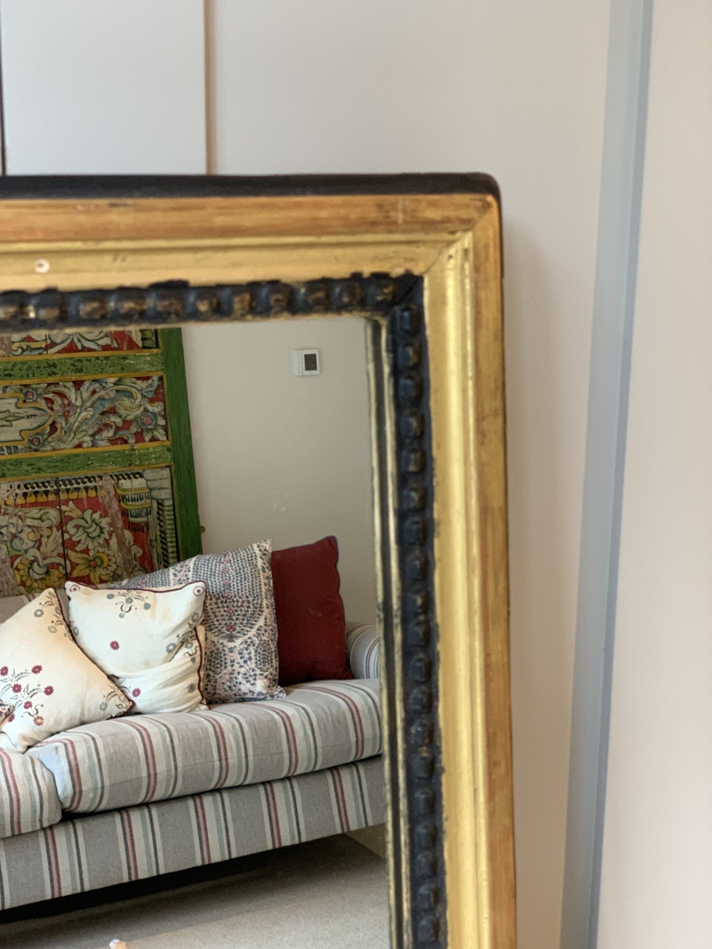 Antique French Black and Gold Mirror