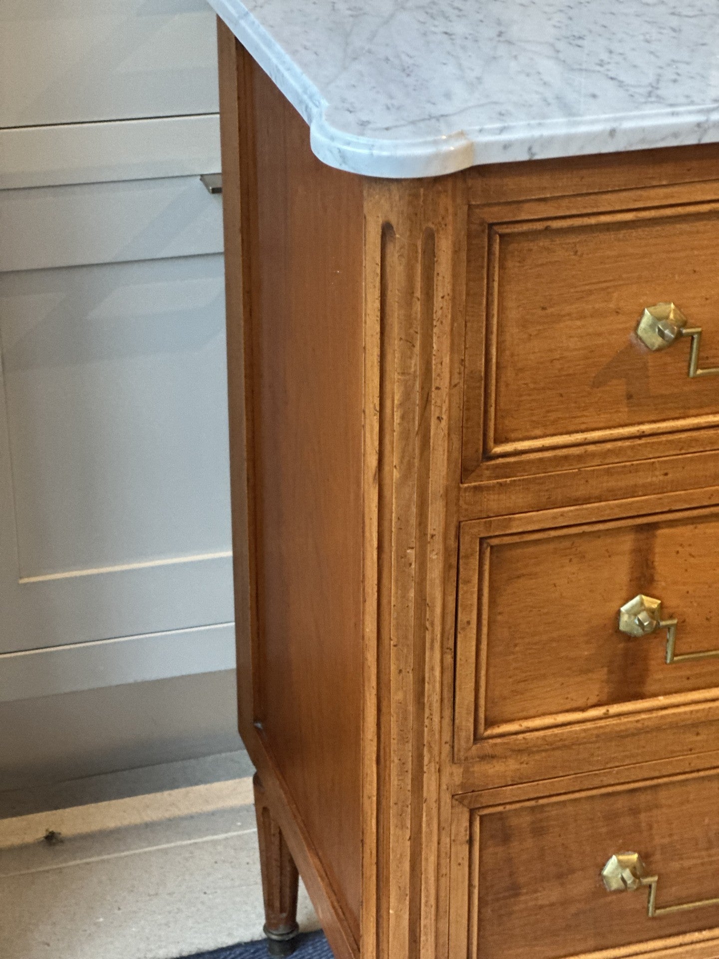 White Marble Topped French Commode