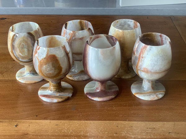Set of Six Marble Glasses
