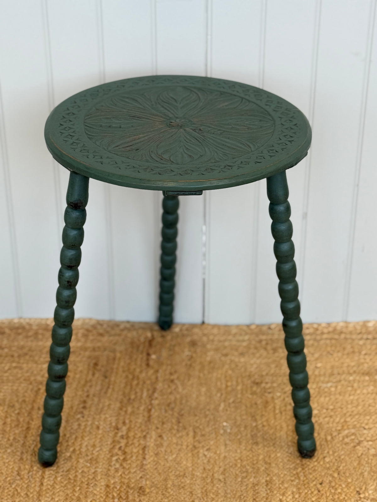 Early 20th Century Green Bobbin Table
