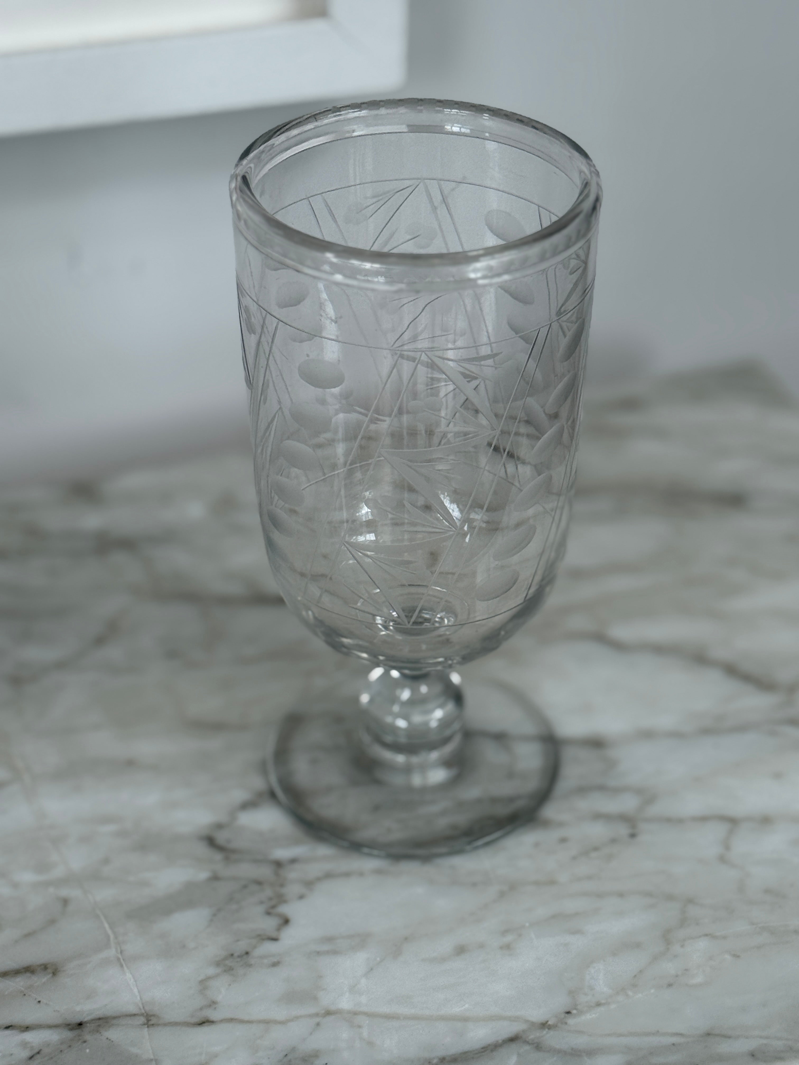 Antique Celery Vase with Etched Vase