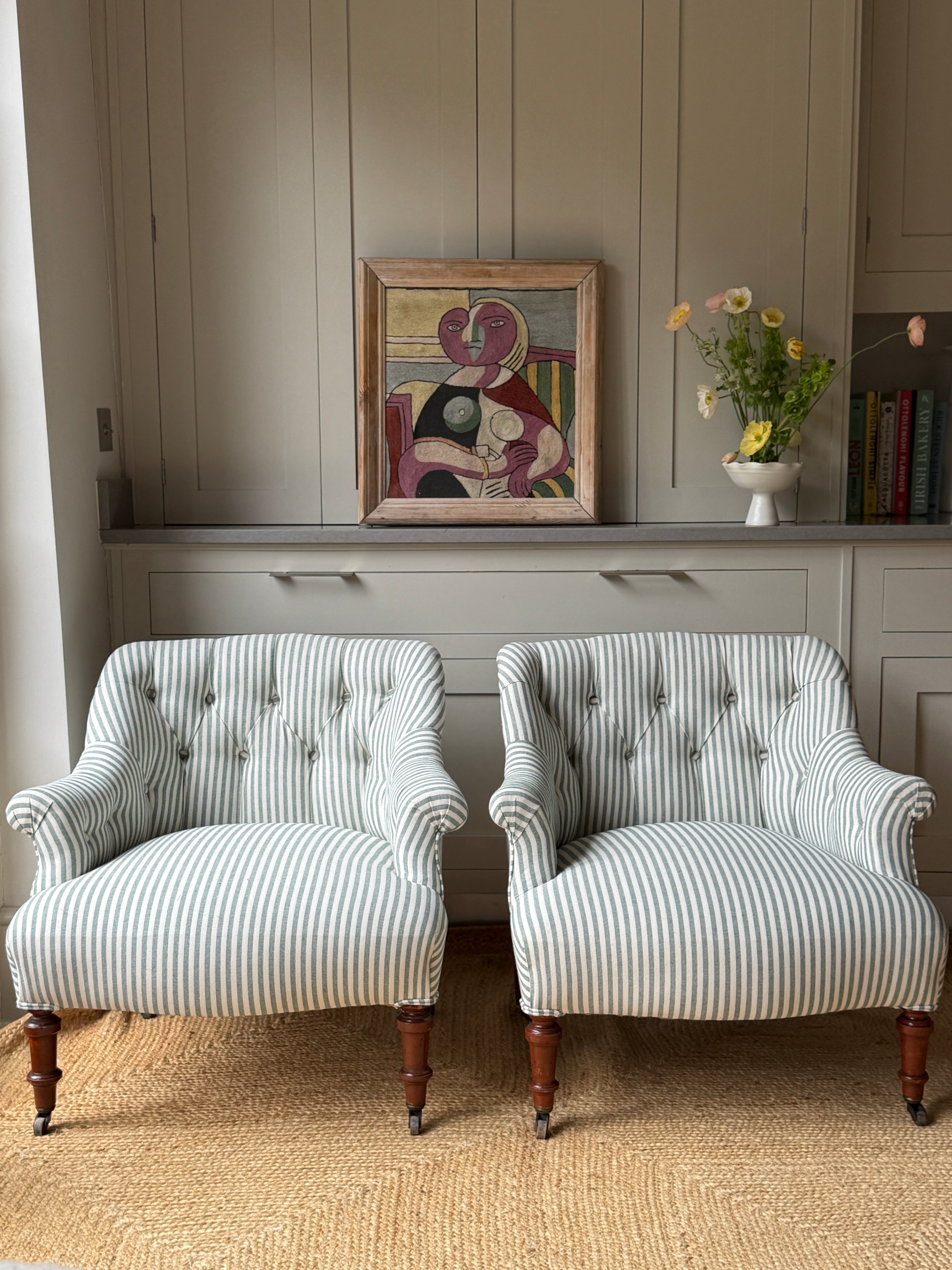 A Pair of French Napoleon III Button-Back Fauteuils