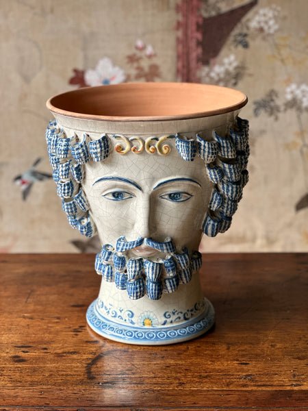 Large Vintage Sicilian Ceramic Vase - L’UOMO Blu