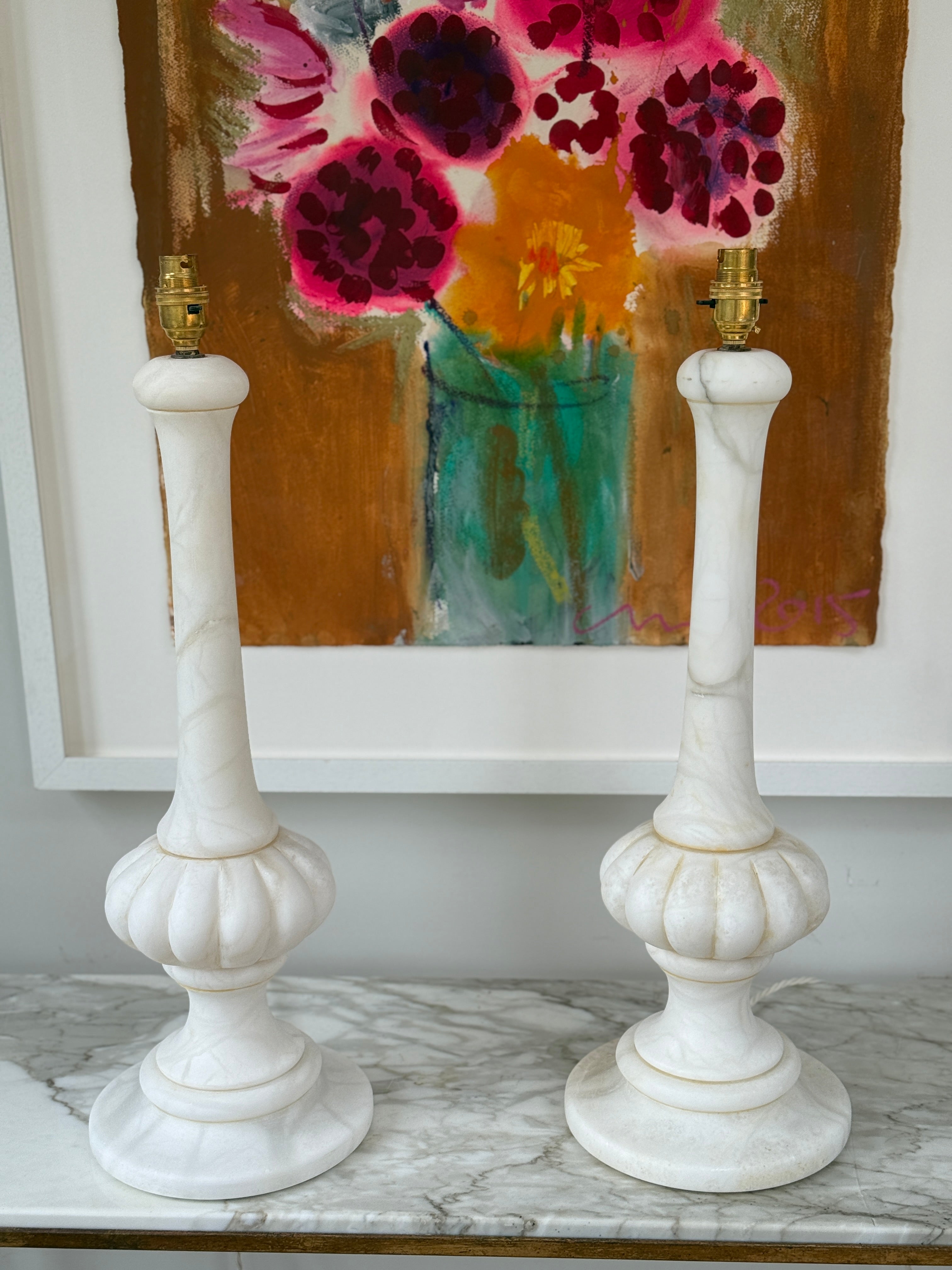 Pair of Tall Marble Table