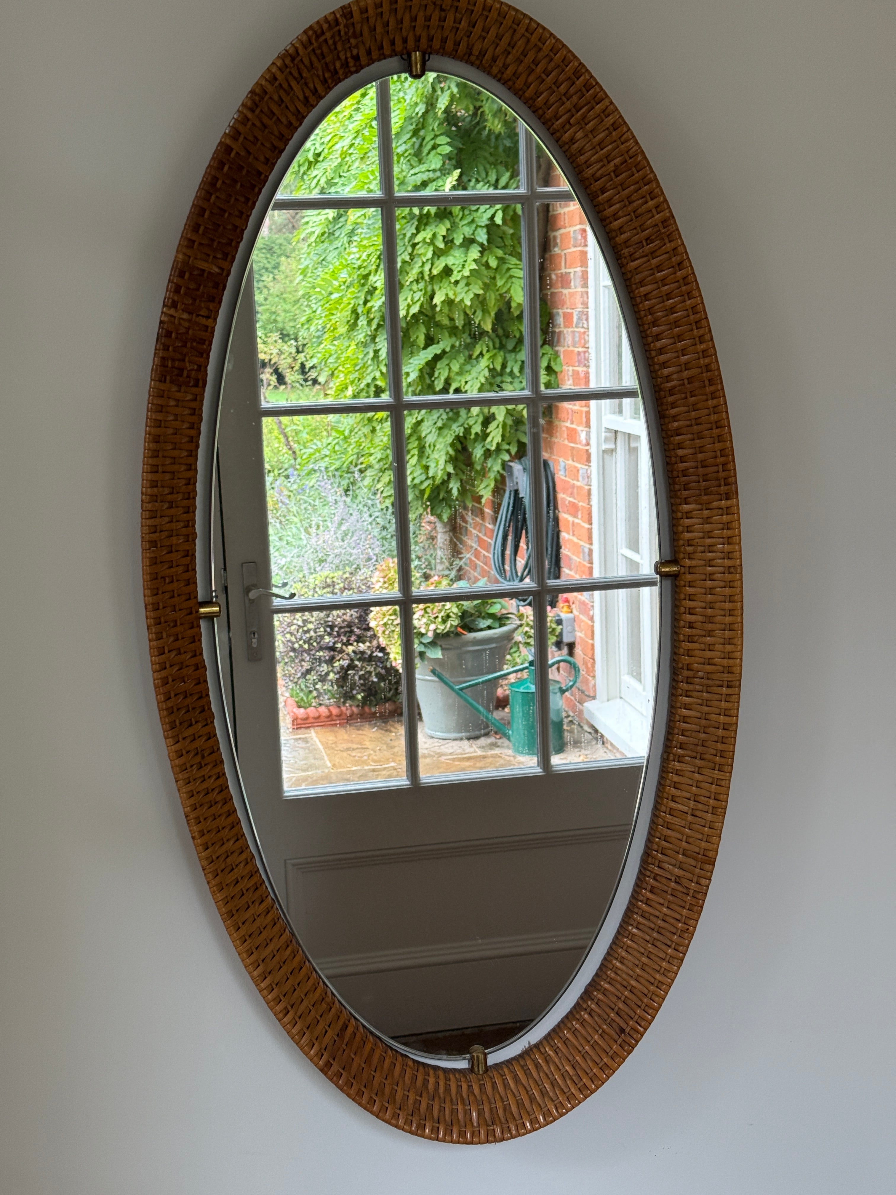 Large Italian Cane Mirror by Cantu Roma