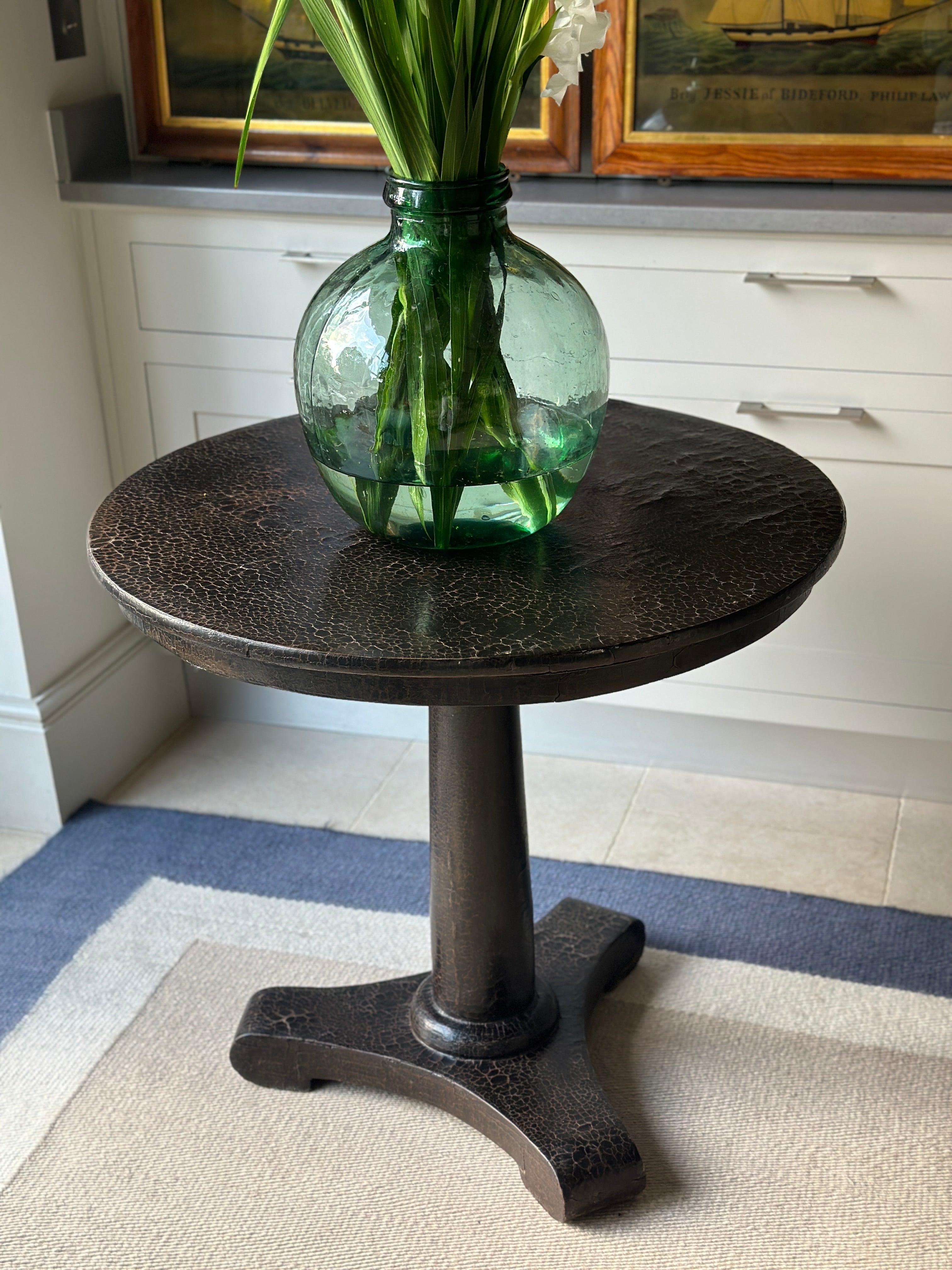 Vintage Leather Clad Pedestal Table