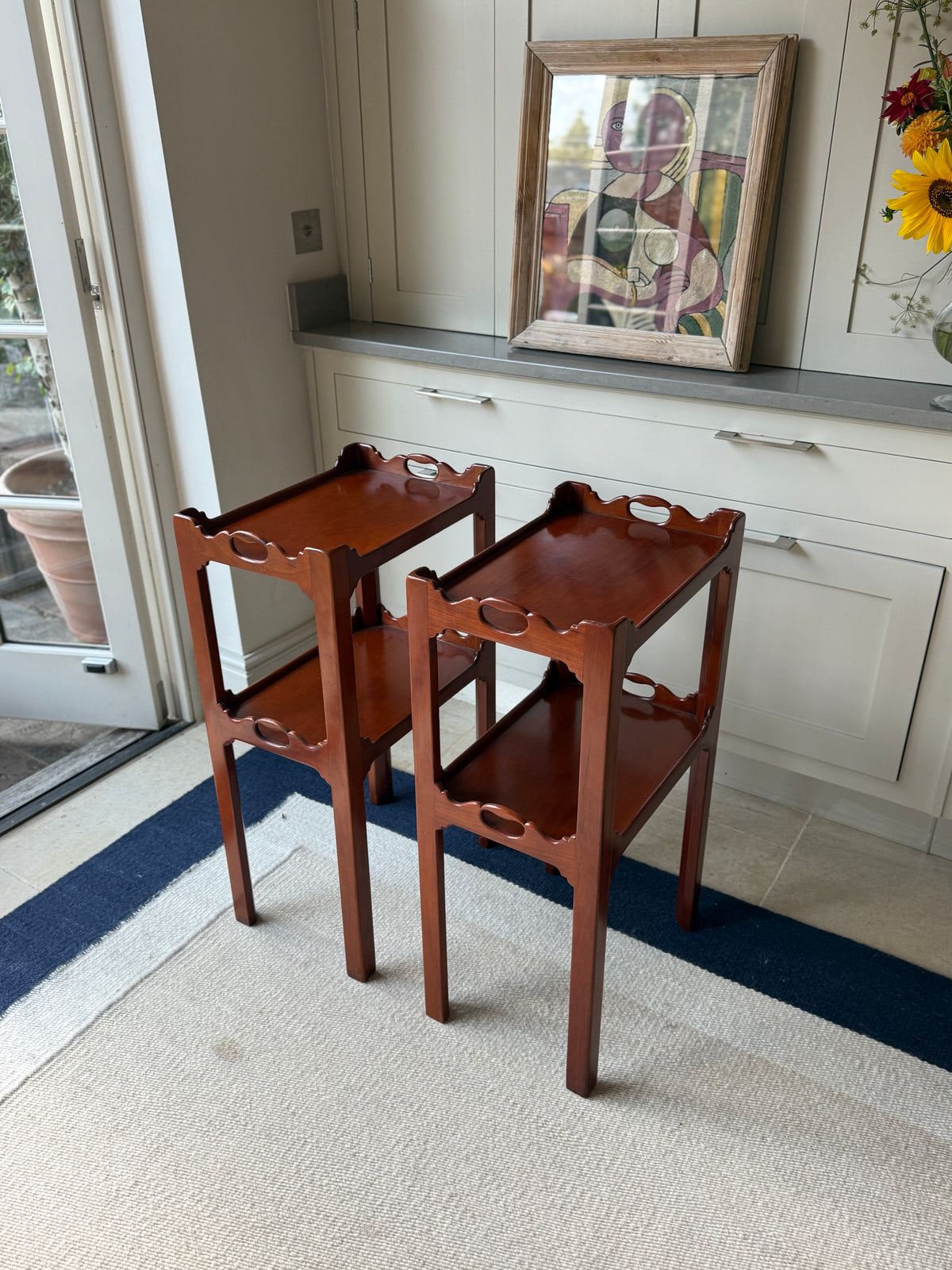 Pair of Mahogany Two-Tier Tray-Top Occasional Tables, Early 20th Century