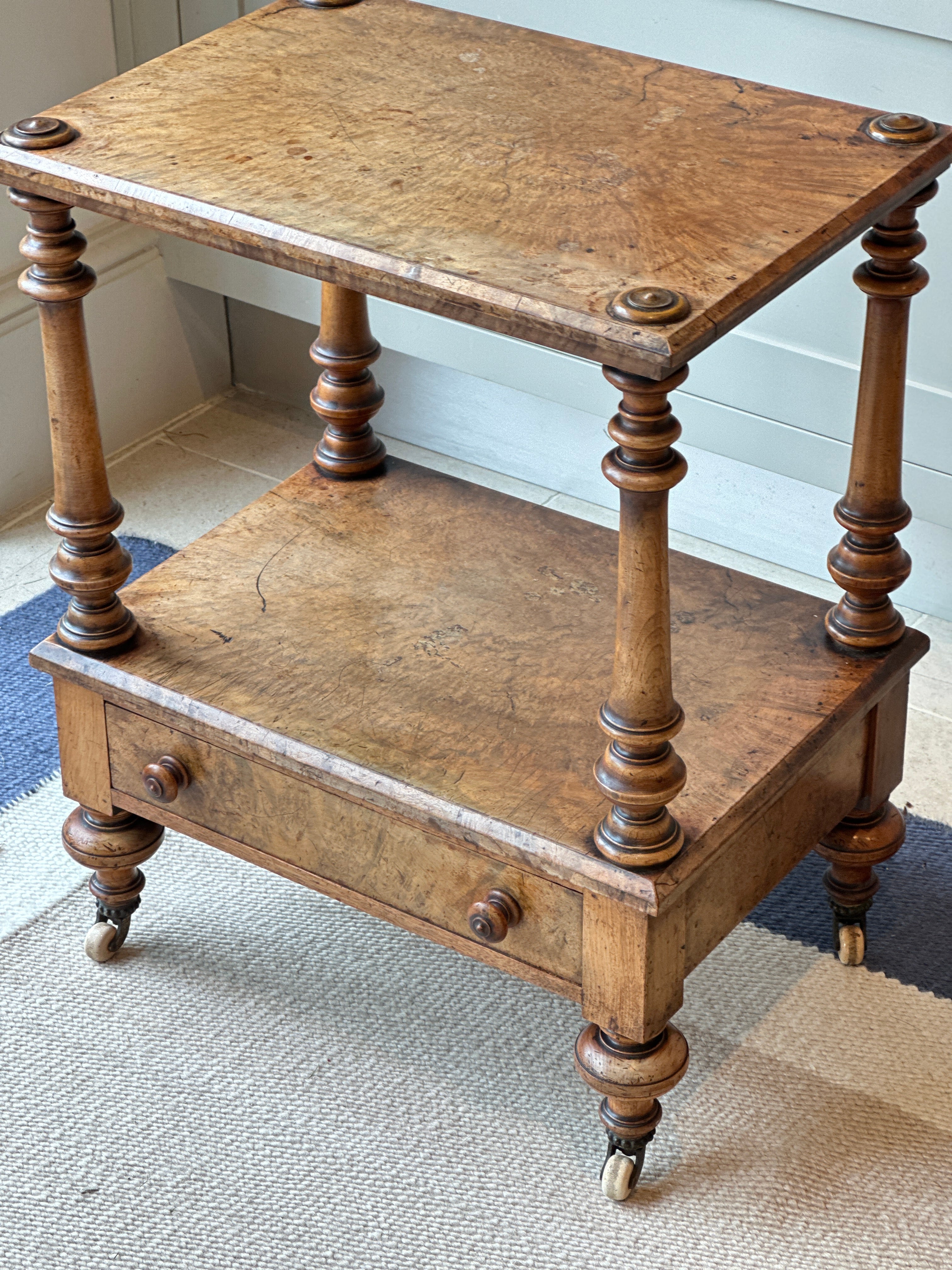 Charming Faded Walnut Side Table