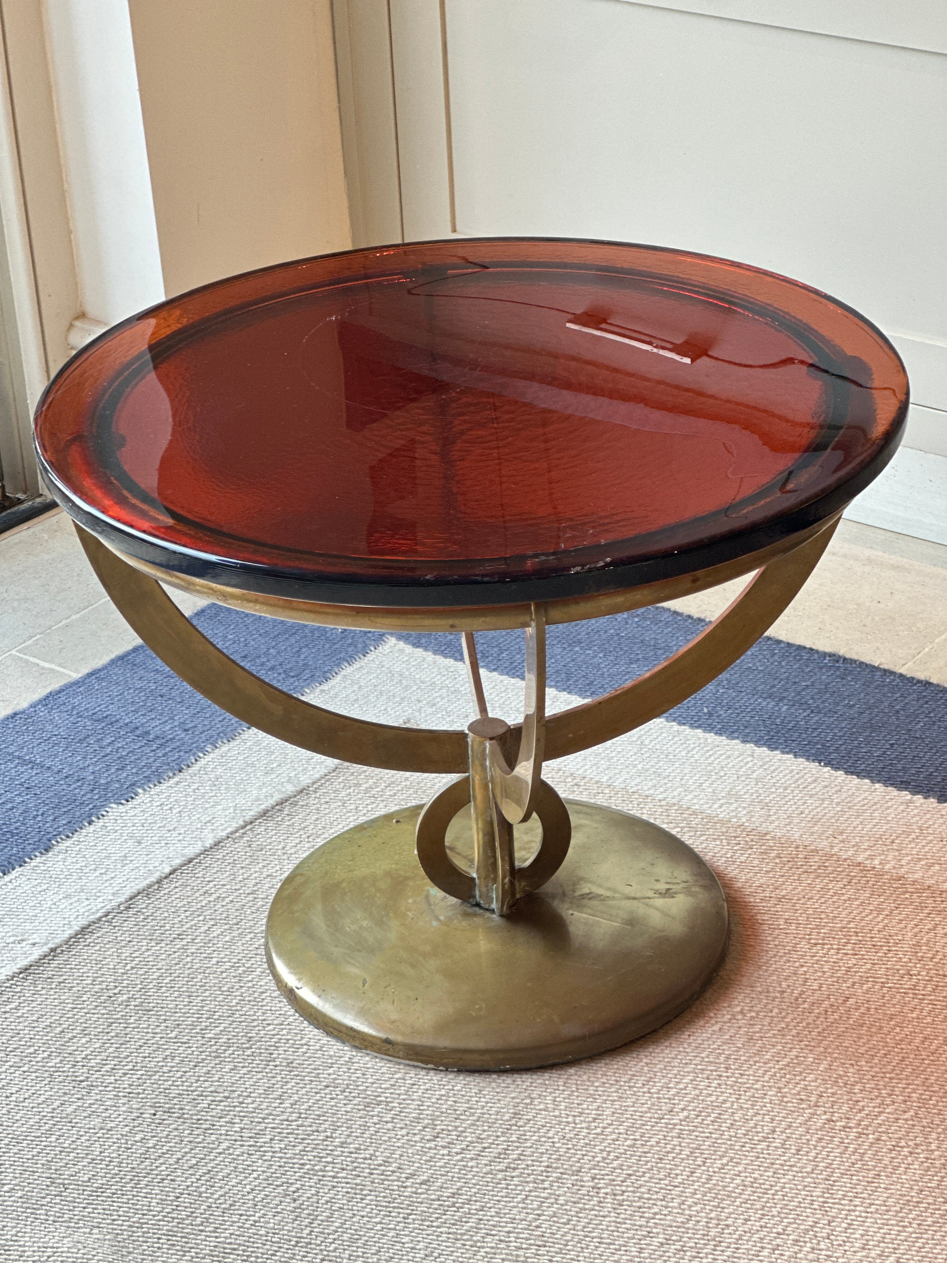 Amazing 50s Italian Glass and Brass Table