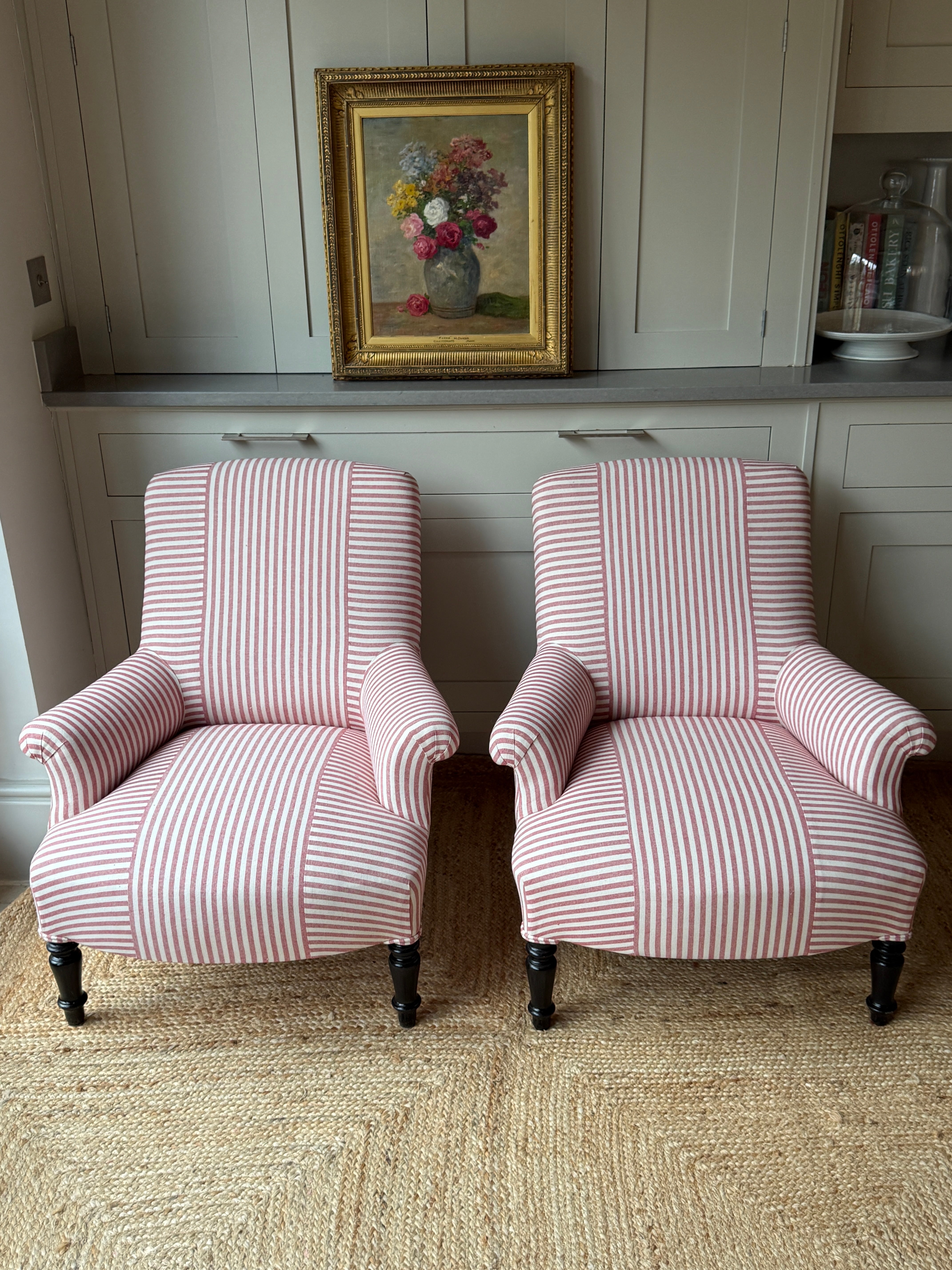 Pair of Small Squareback in Red Ticking