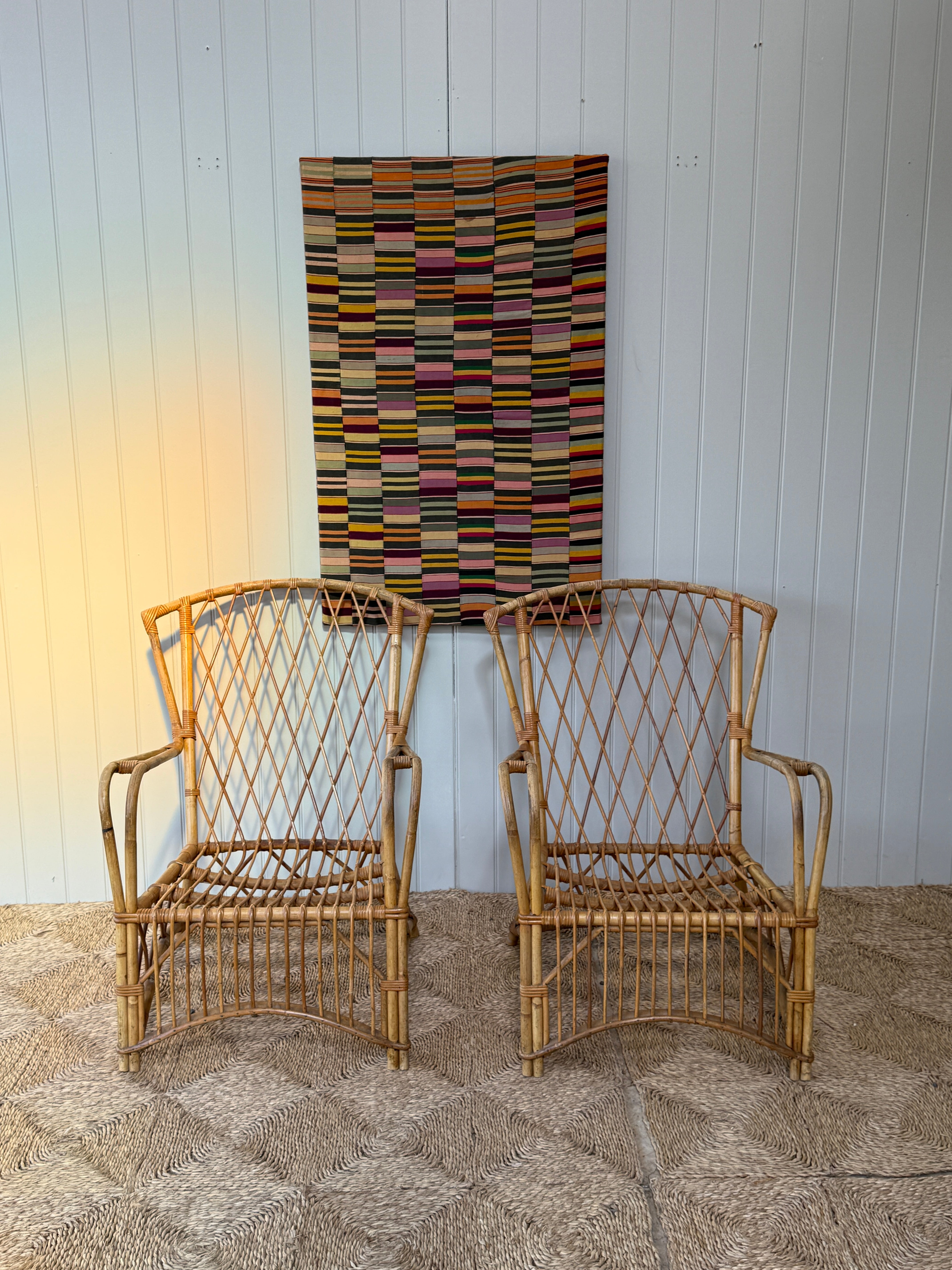 Pair of Mid Century French Cane Chairs