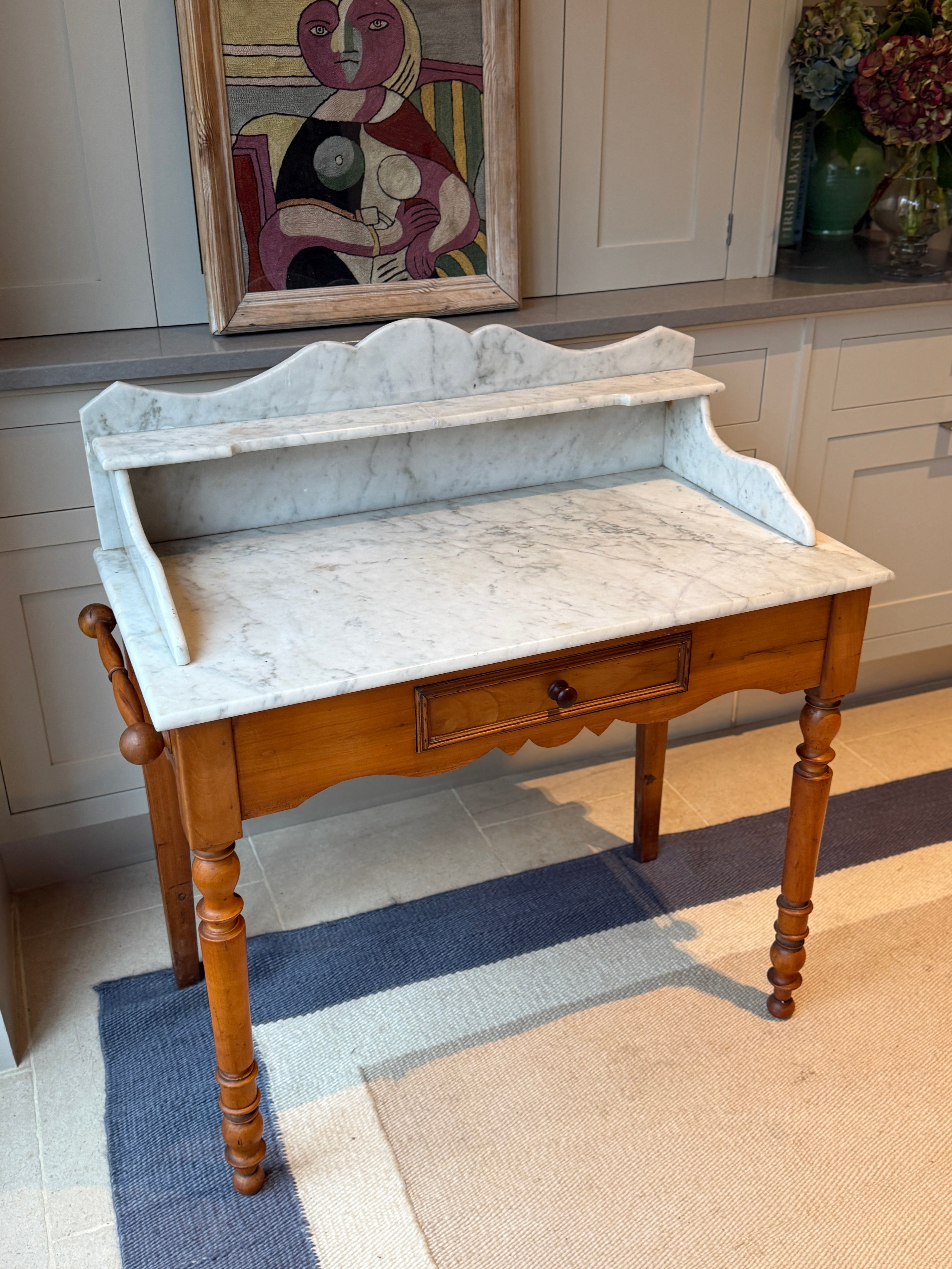 Pine Washstand with White Marble Top