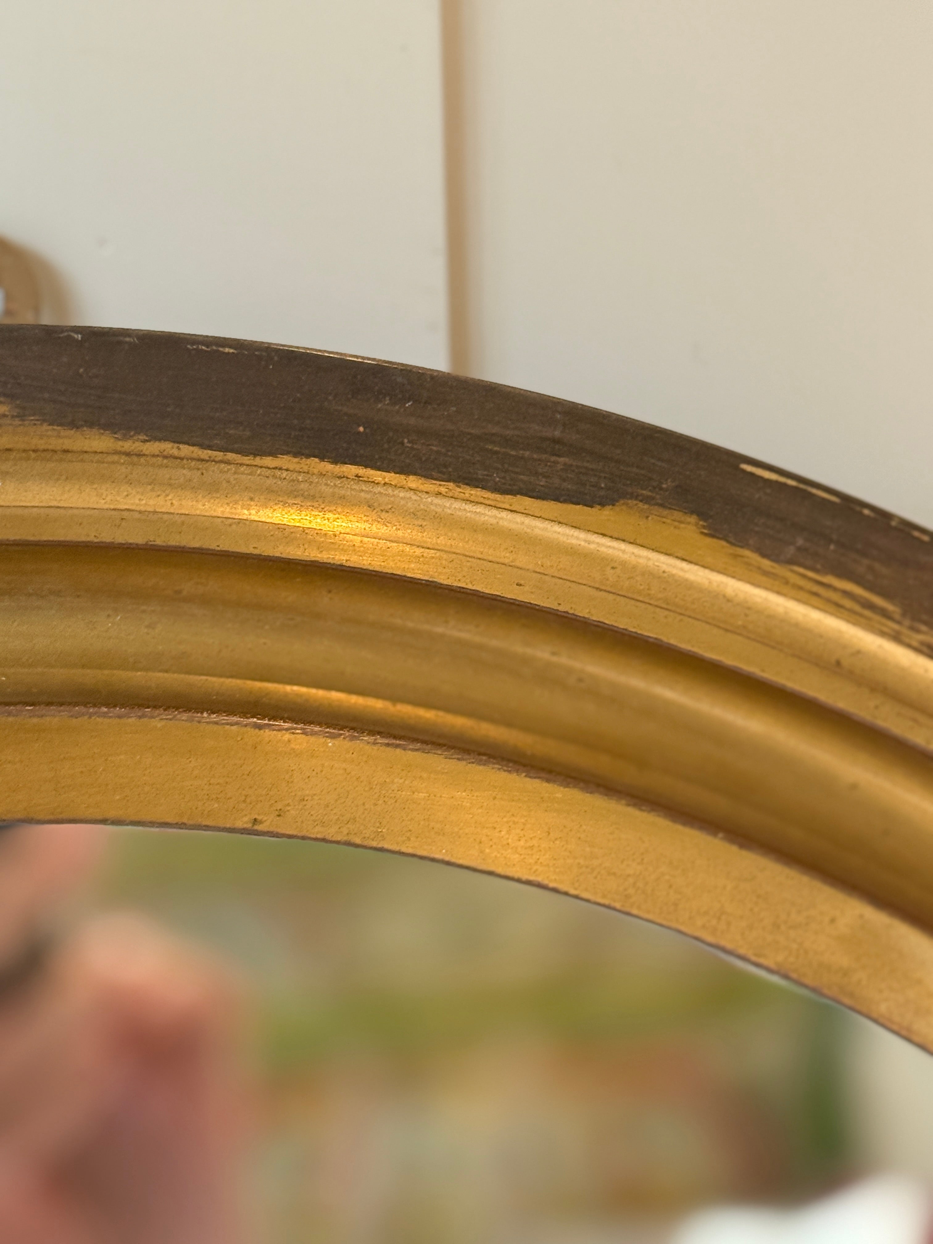 Round Artemide Italian 50s Brass Mirror