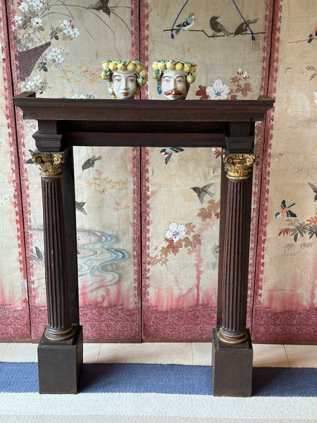 Small Antique Wooden Fire Surround with Corinthian Columns