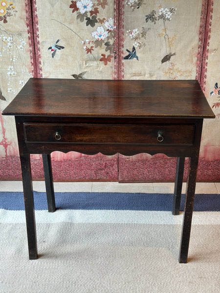 18th Century Oak and Elm Table with lovely carved apron
