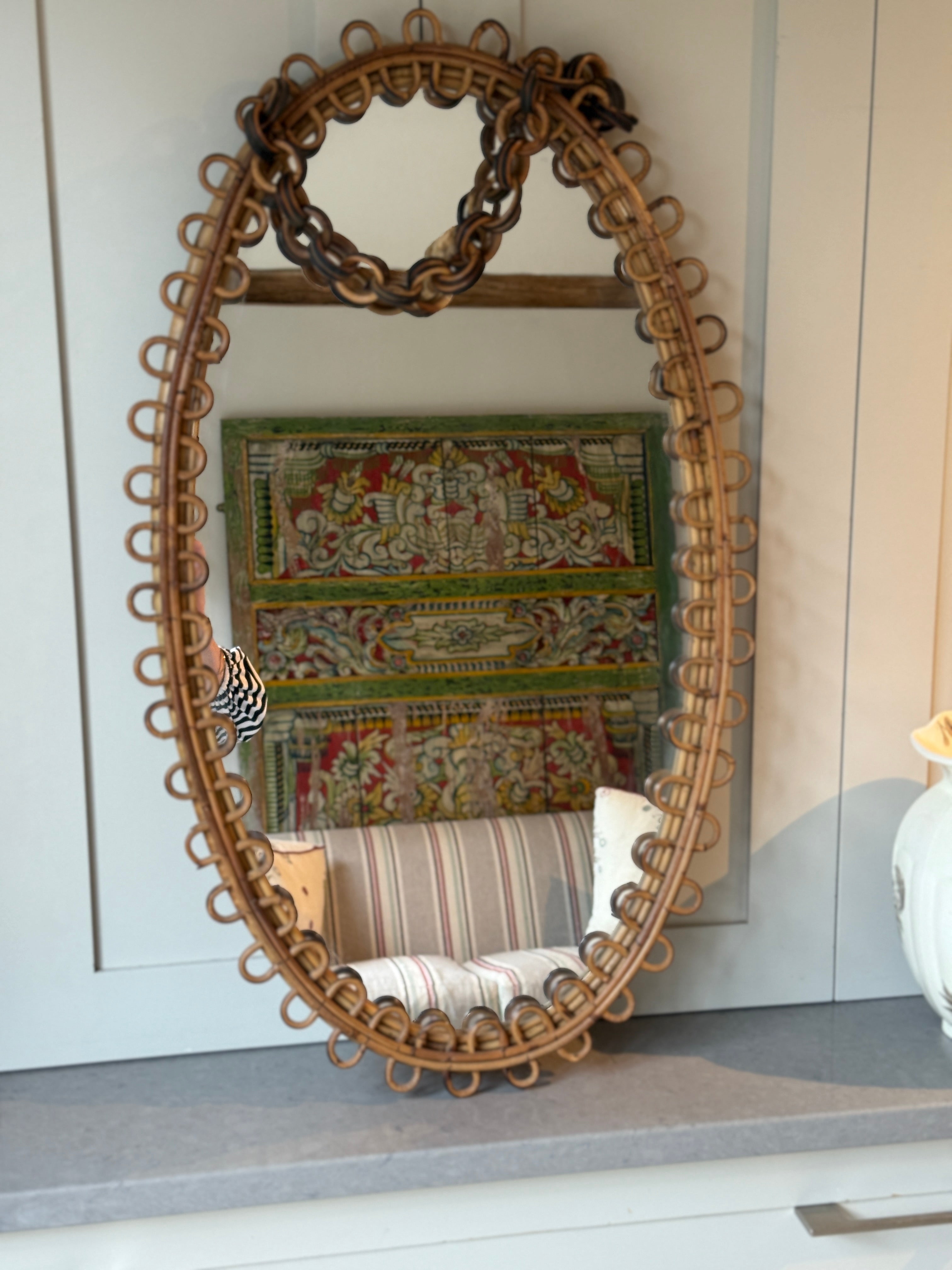 Albini Italian Cane Mirror with Chain