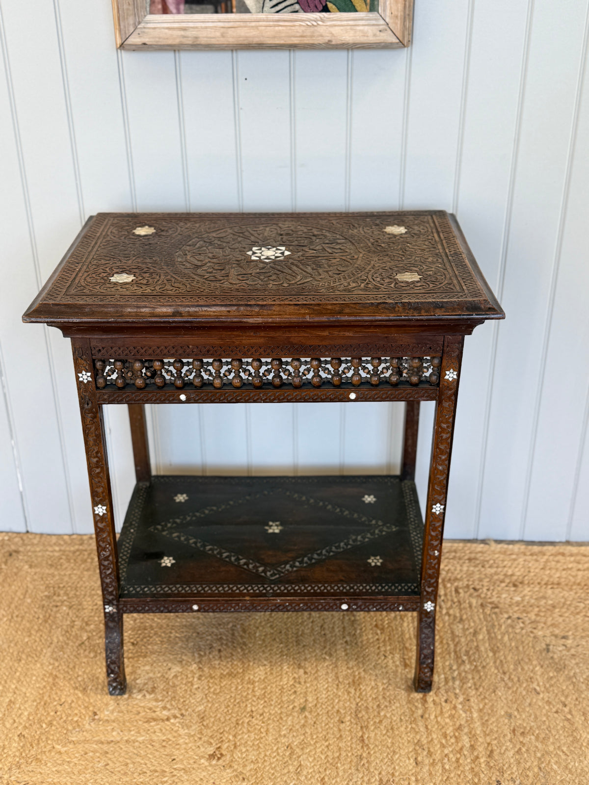Syrian Mother-of-Pearl Inlaid Two-Tier Side Table