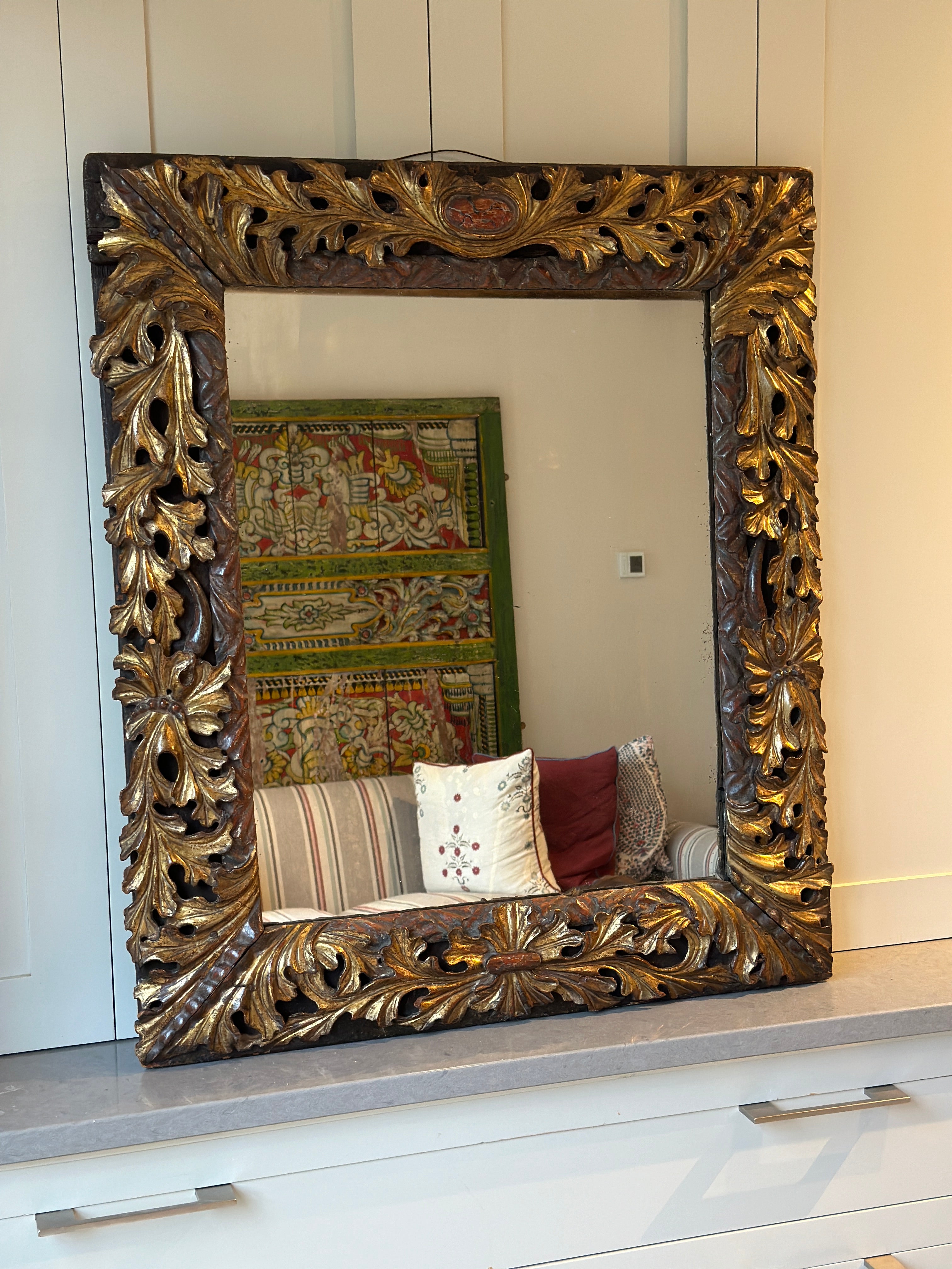 17th Century Italian Carved Wood Mirror