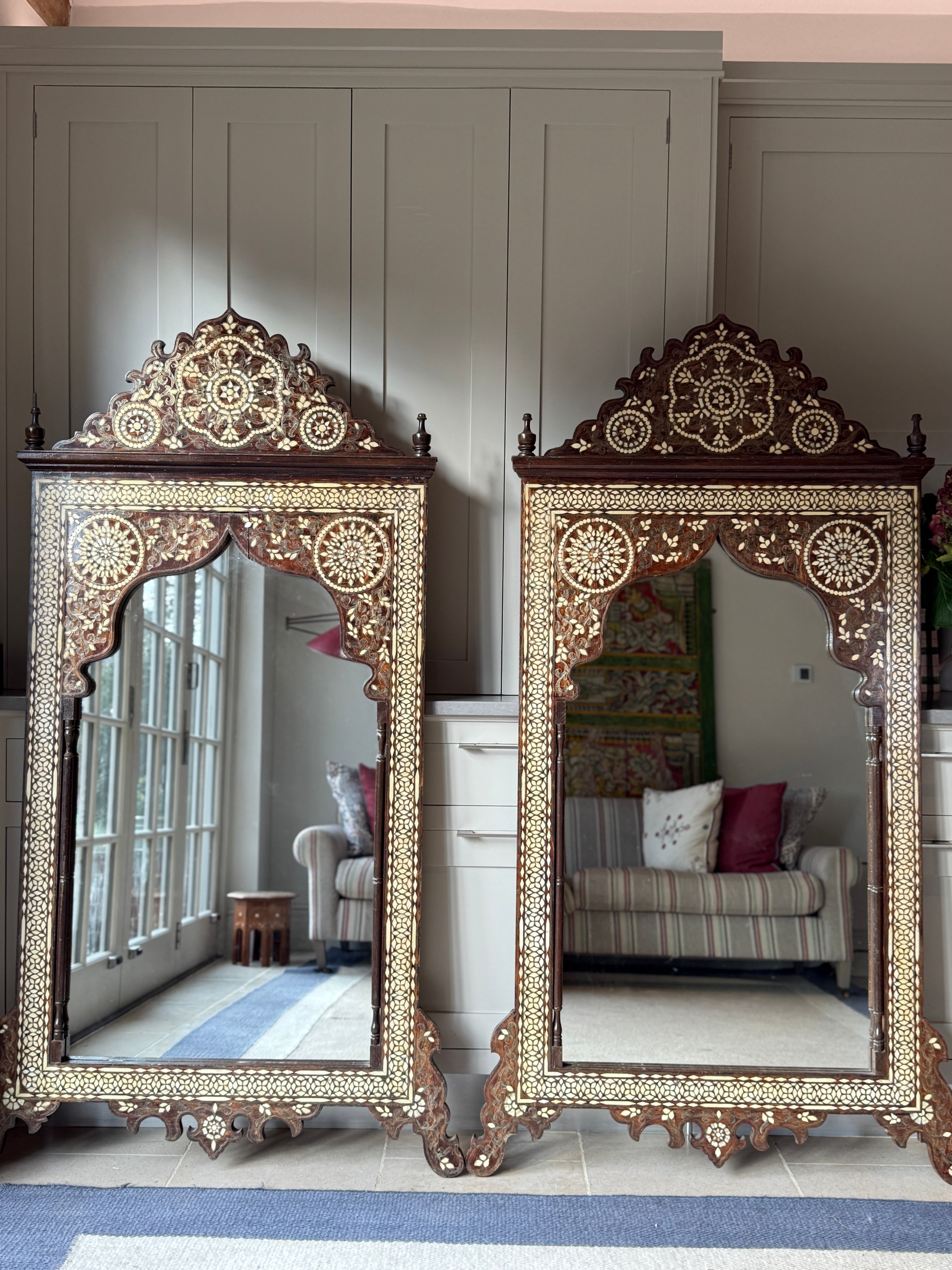 Pair of Very Large Matching Hoshiarpur Mirrors