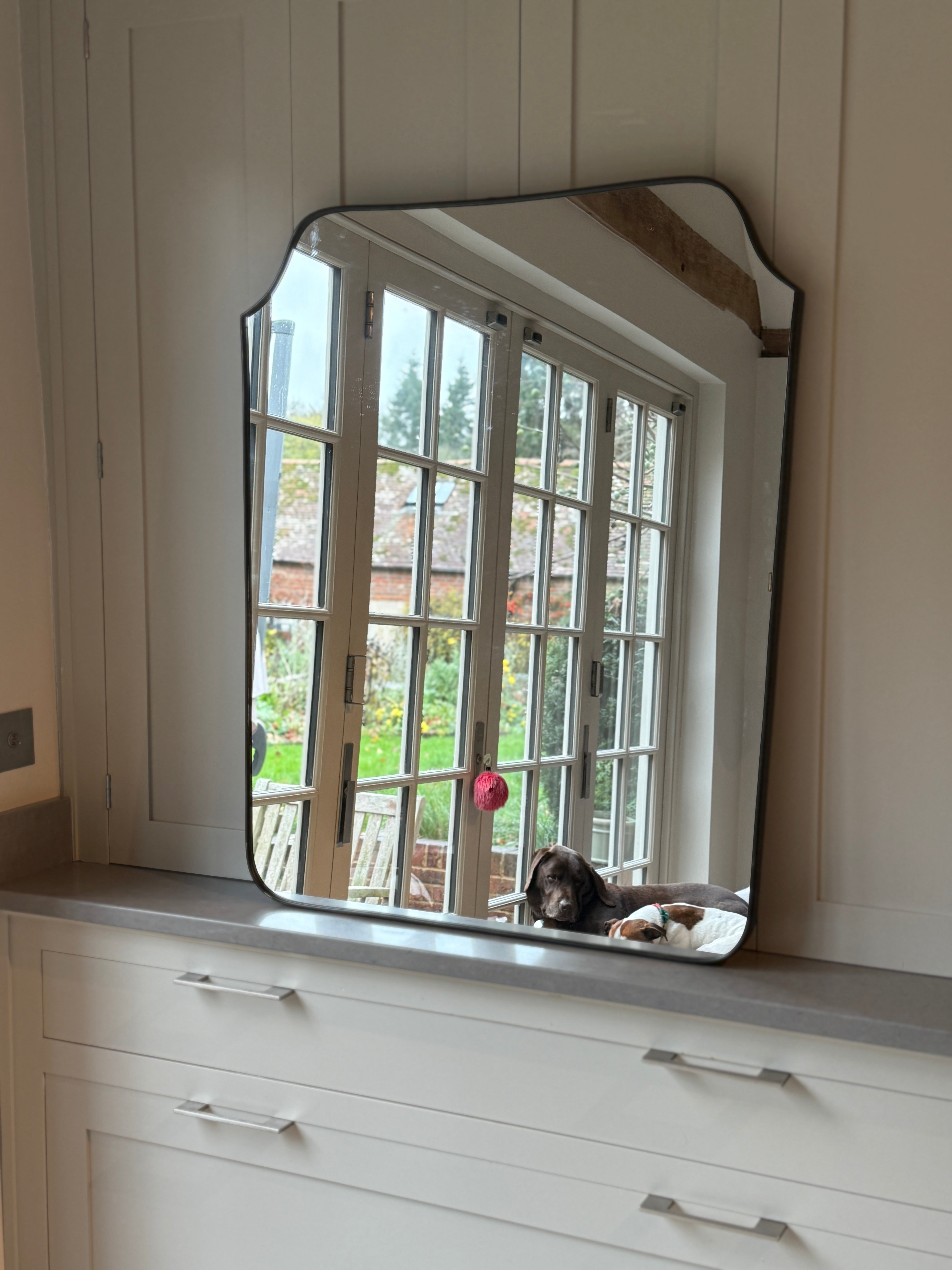 Large Italian Brass Shield Mirror